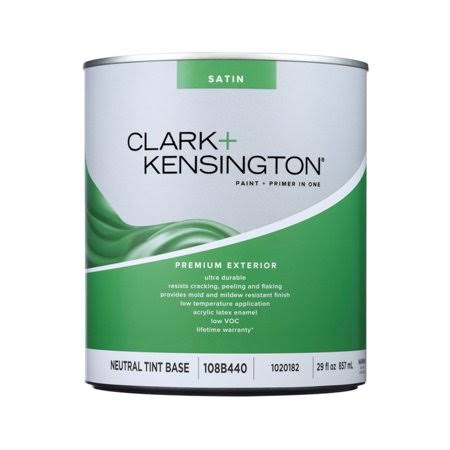 Clark+Kensington Satin Tint Base Neutral Base Acrylic Latex Premium Paint Exterior 1 qt.
