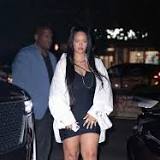 Rihanna Does Date Night in Little Black Dress & Curved Heels With Wraparound Straps With A$AP Rocky