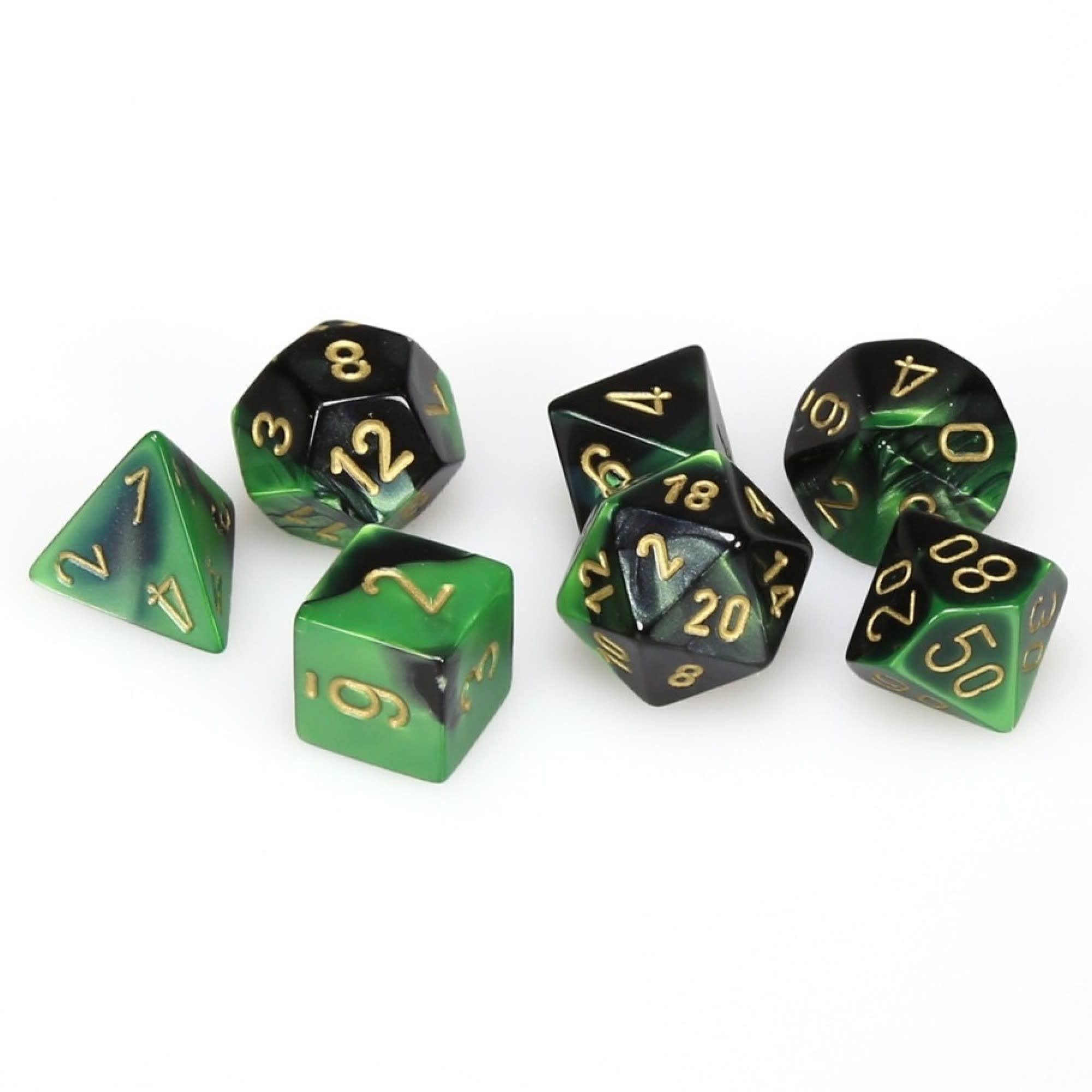 Chessex Gemini Poly 7 Set: Black-green/gold