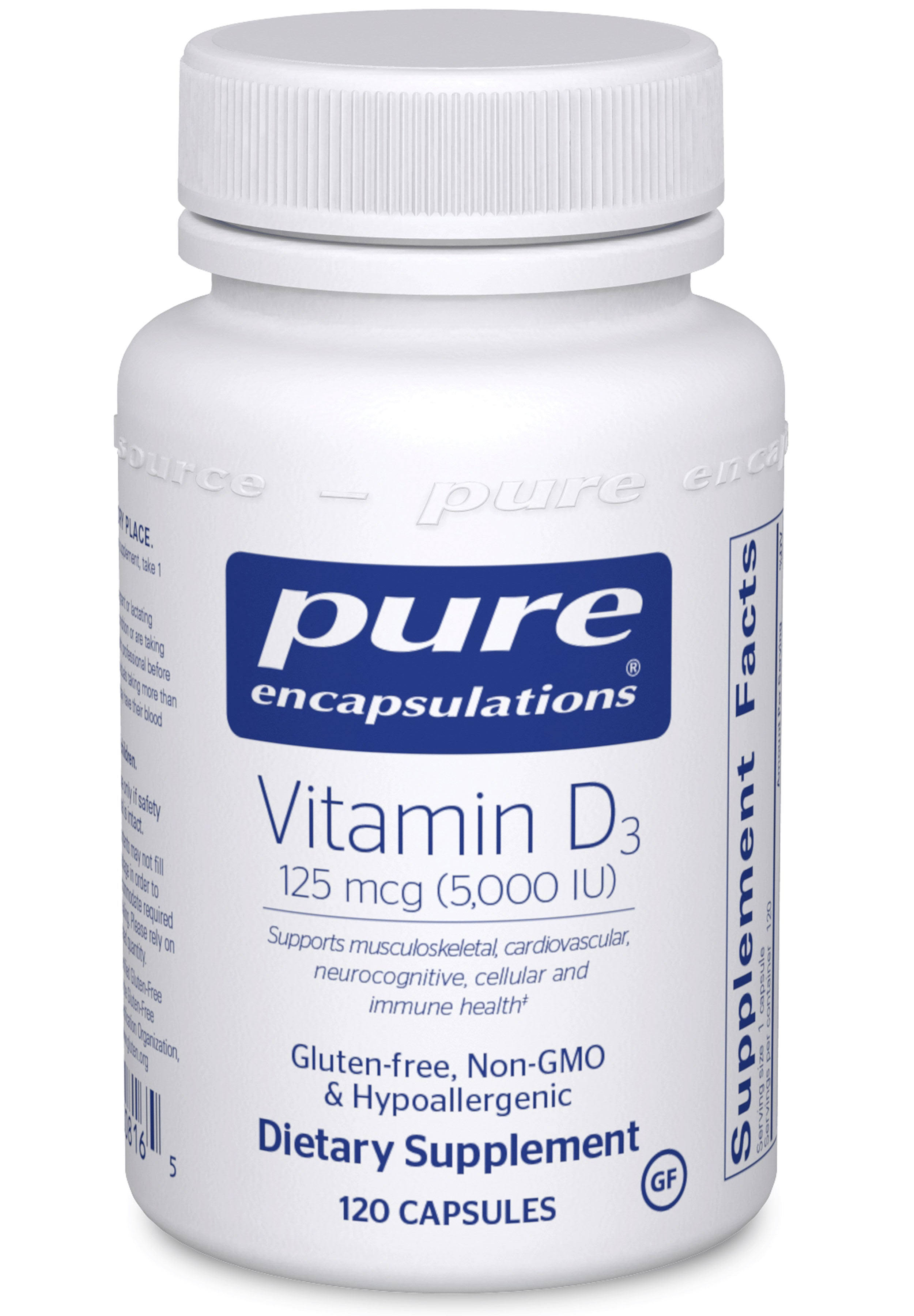 Pure Encapsulations Vitamin D3 5,000 IU Vegetable Capsules - x120