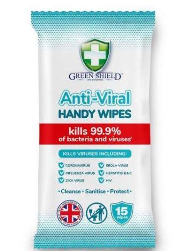 Green Shield Greenshield Antiviral Hand Wipes 15 Wipes