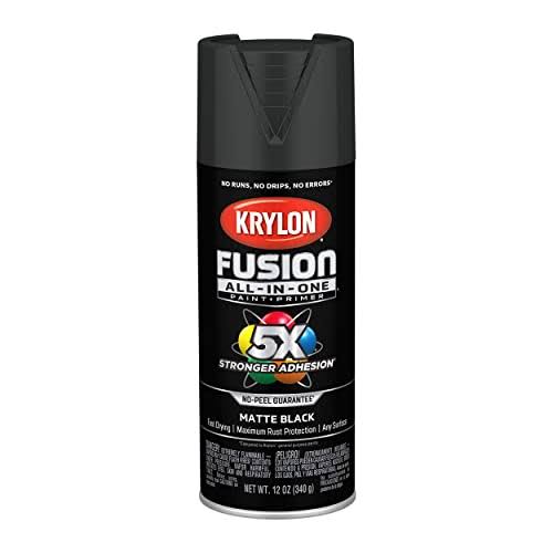 Krylon K02732007 Fusion All-in-One Spray Paint for Indoor/Outdoor Use, Matte Black, 12 Ounces