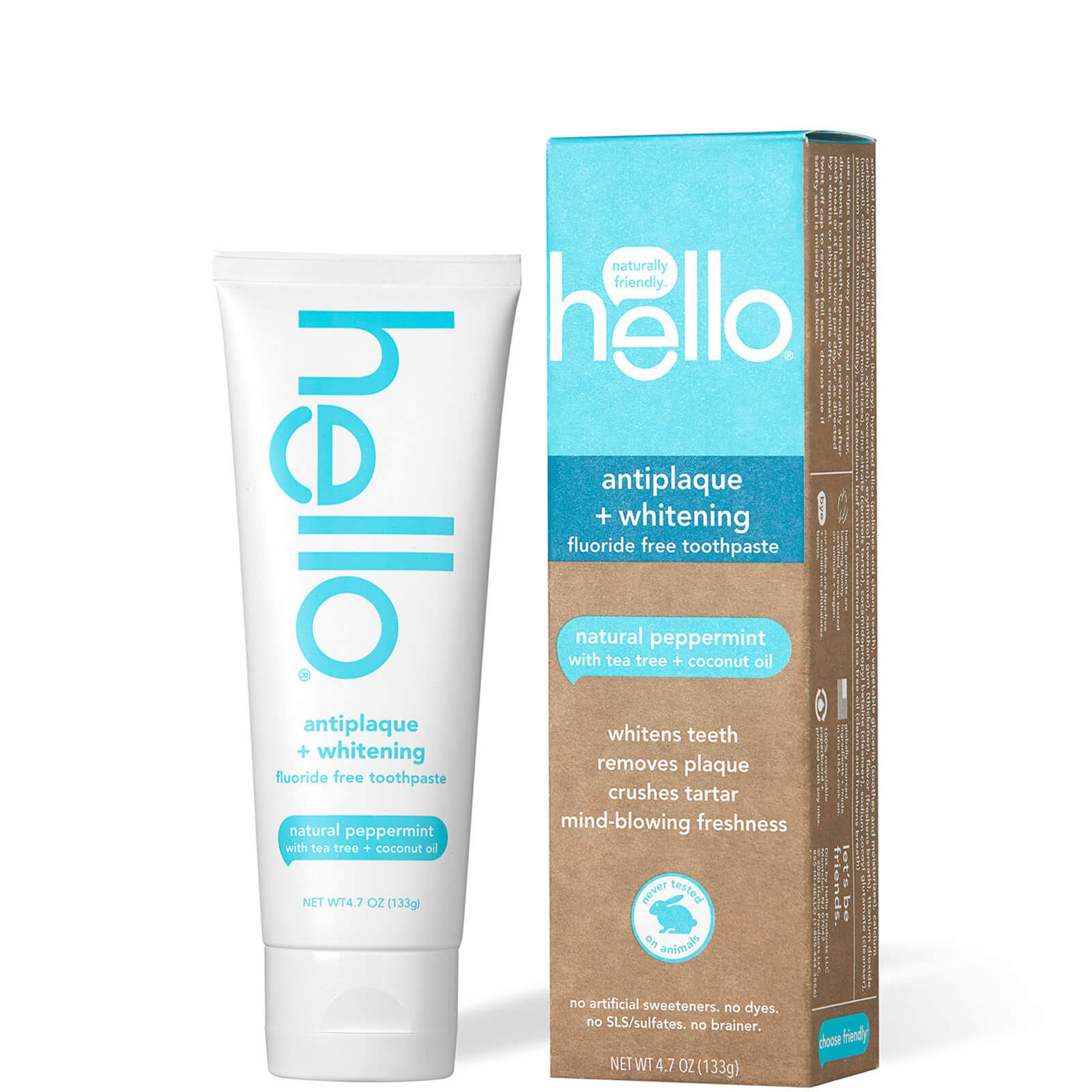 Hello Fluoride Free Antiplaque Whitening Toothpaste - 133g
