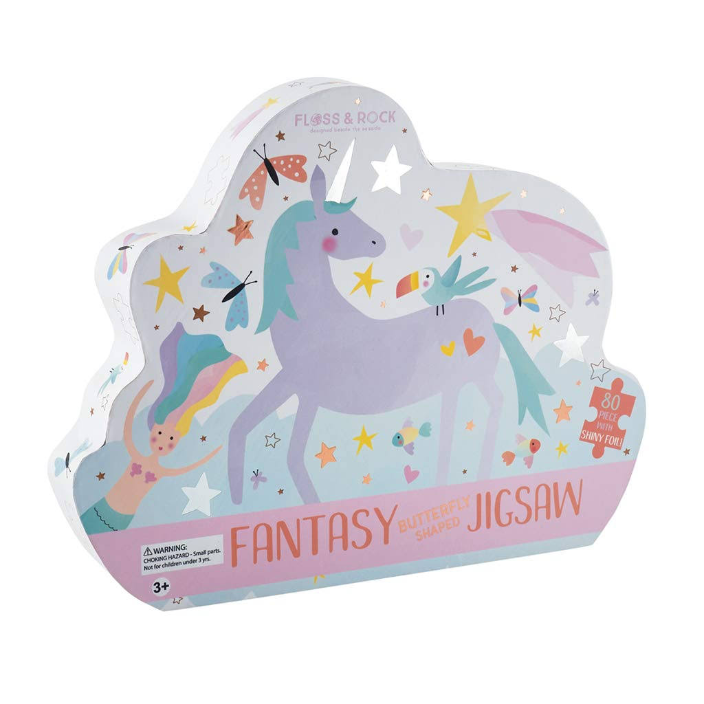 Floss and Rock Fantasy Butterfly Shaped Jigsaw Puzzle (80-Piece)