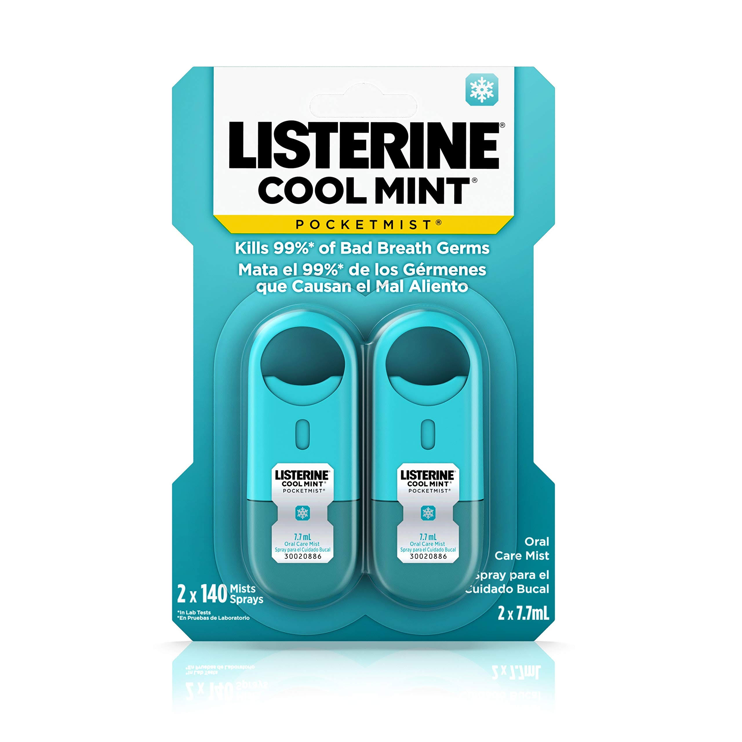 Listerine Pocketmist Cool Mint Oral Care Mist Spray - 2ct, 7.7ml