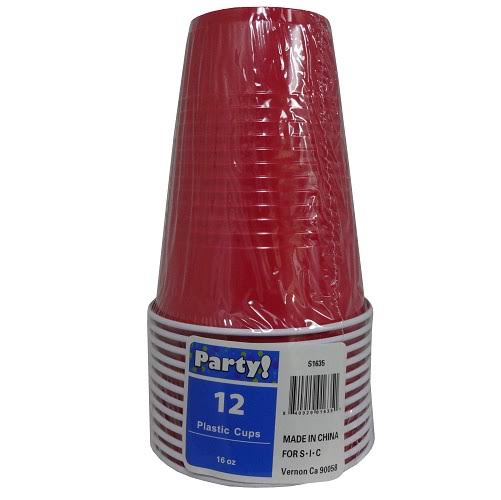 Plastic Cups 16oz 12ct Red Wholesale, Cheap, Discount, Bulk (Pack of 24)