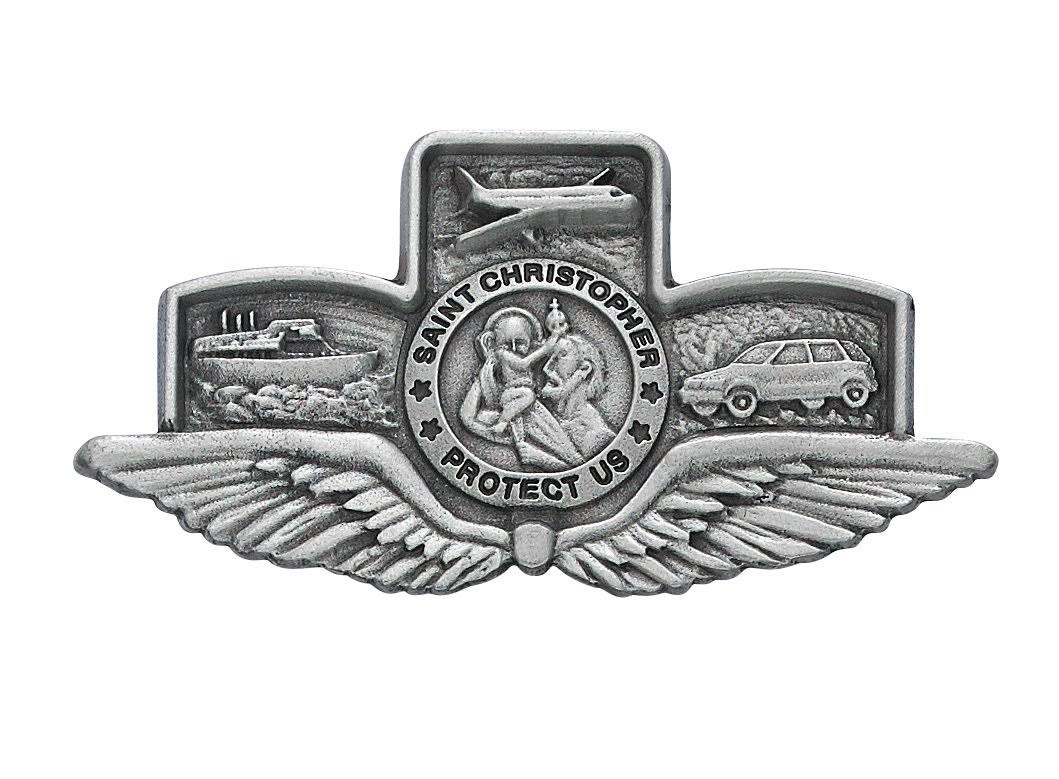 St Christopher Medal Pendant W Wings Visor Clip Visor Clips