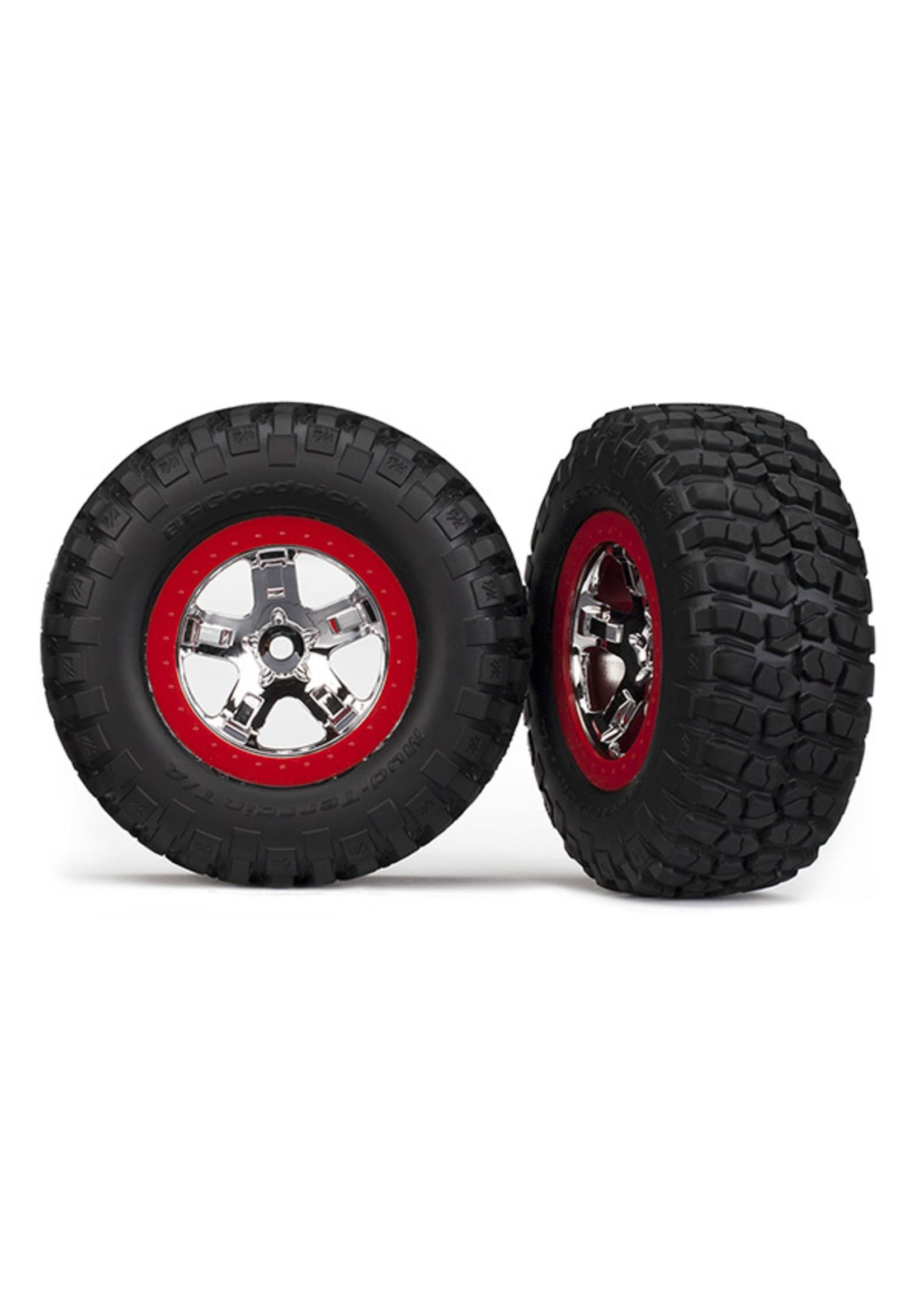 Traxxas 5867 Assembled Tires and Wheels - Red Beadlock, 2pc
