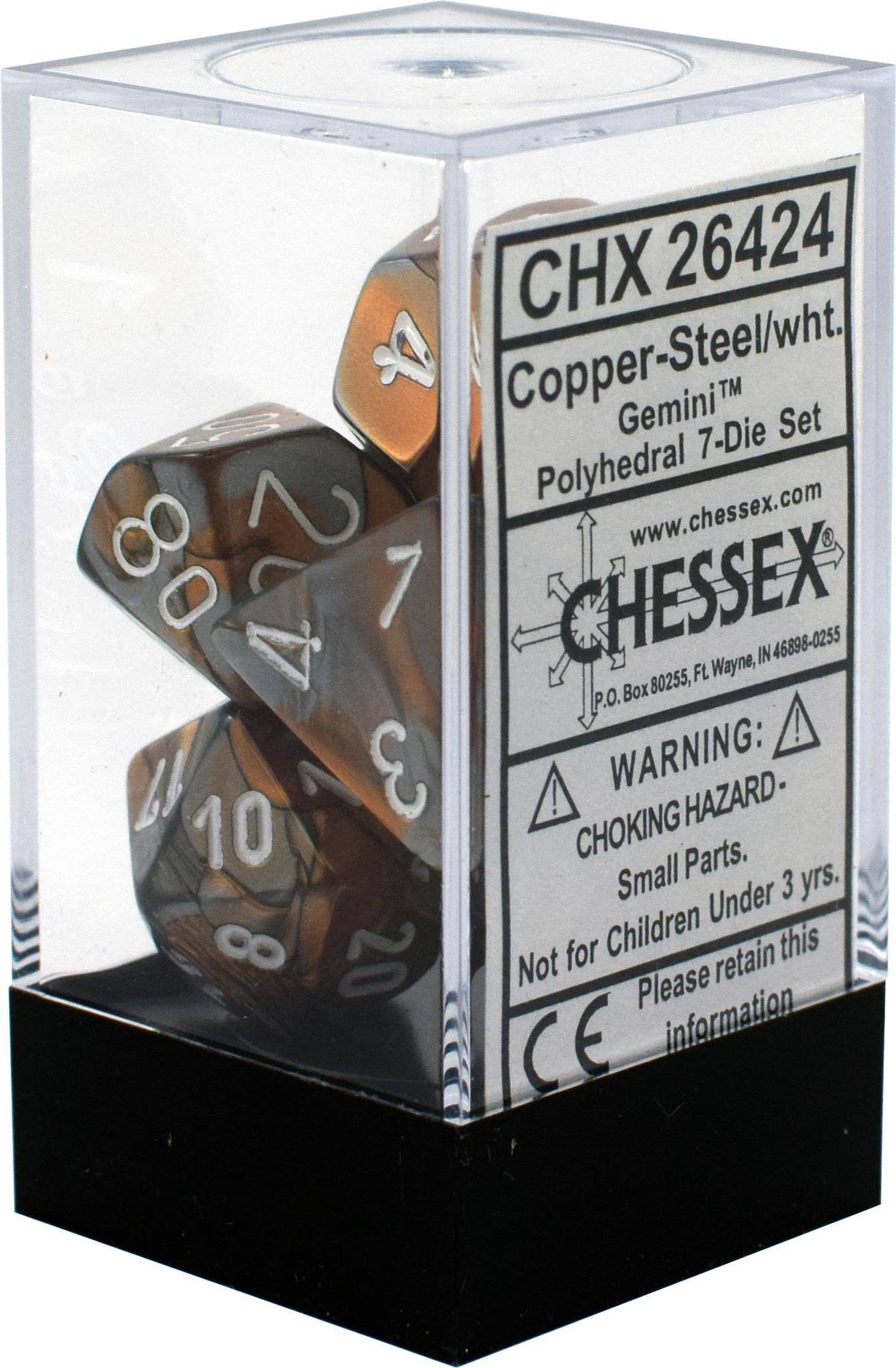Chessex - 7-Die Set Gemini: Copper-Steel/White