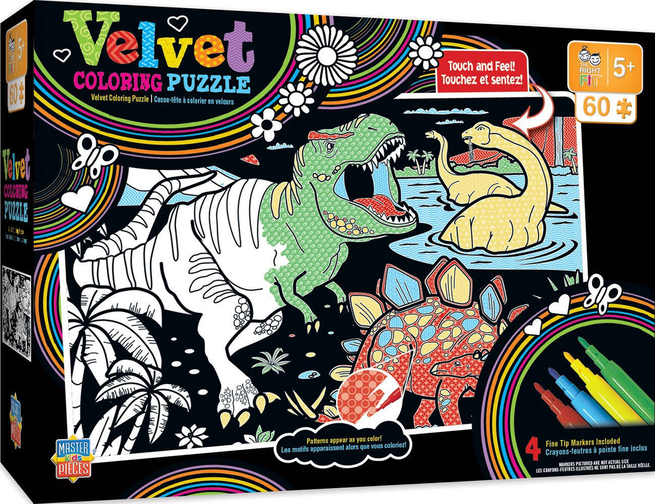 MasterPieces Velvet coloring Dinosaurs Right Fit Puzzle, 60-Piece
