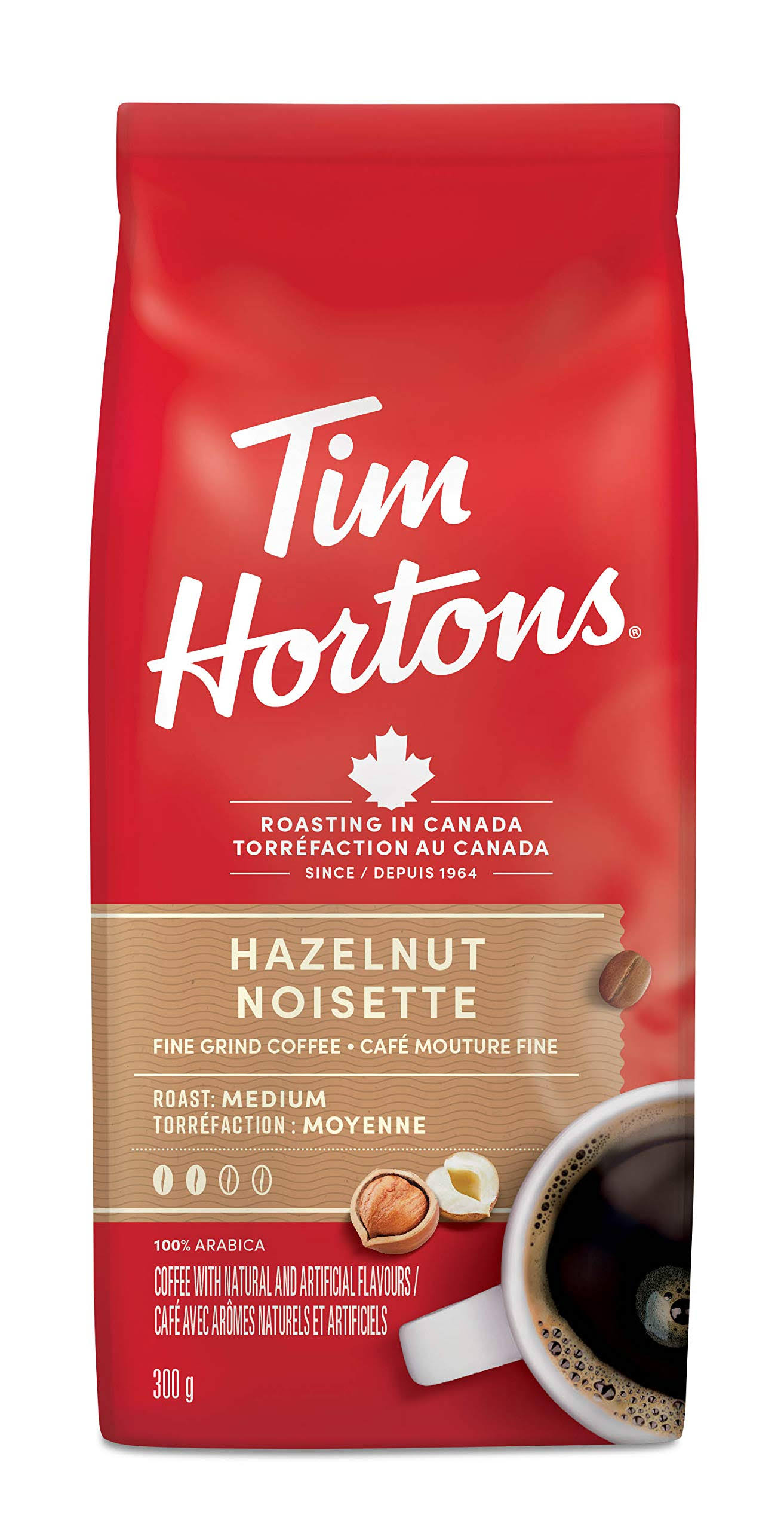 Tim Hortons Hazelnut Light Medium Roast Fine Grind Coffee - 300g