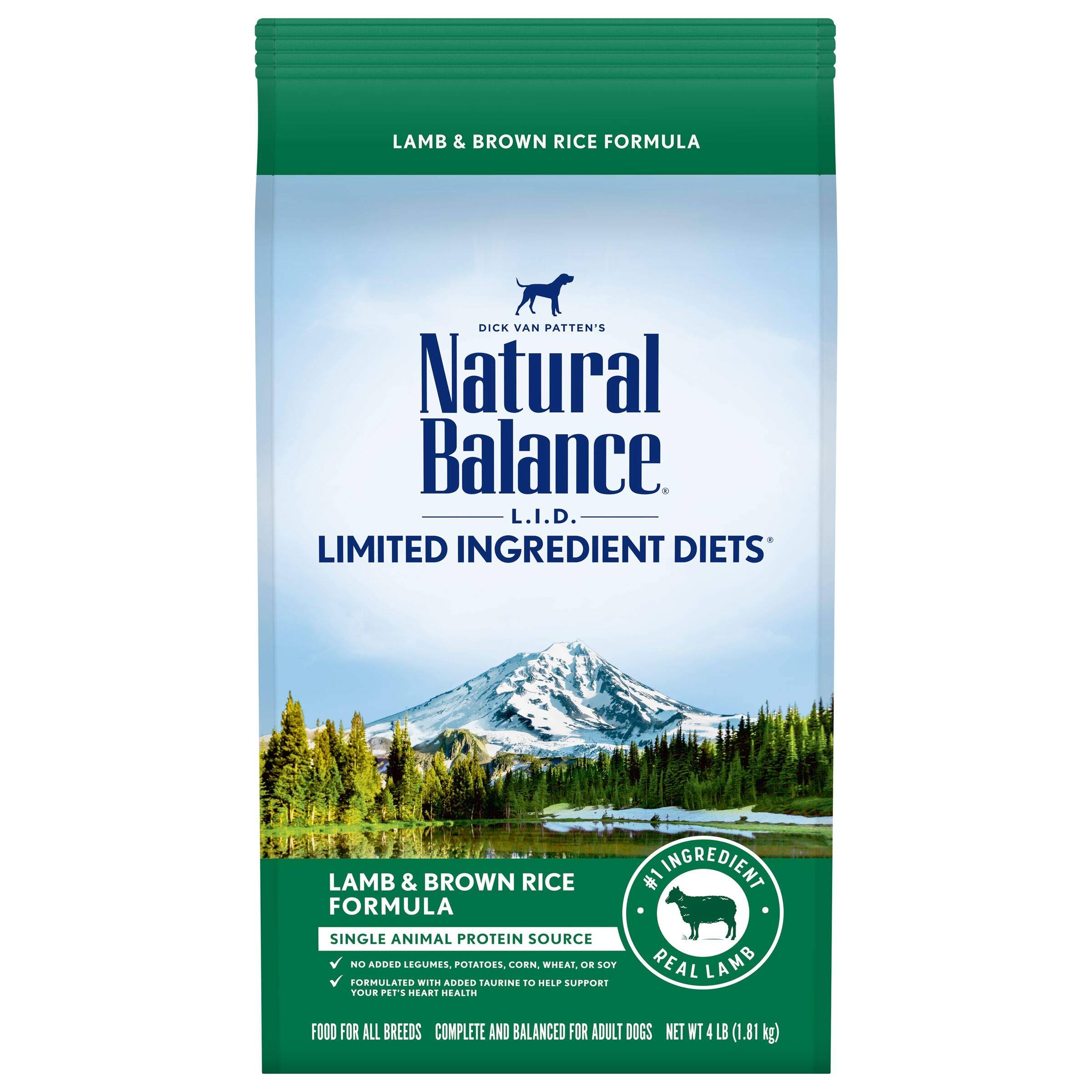 Natural Balance Limited Ingredient Diets Dog Food, Lamb & Brown Rice Formula - 4 lb