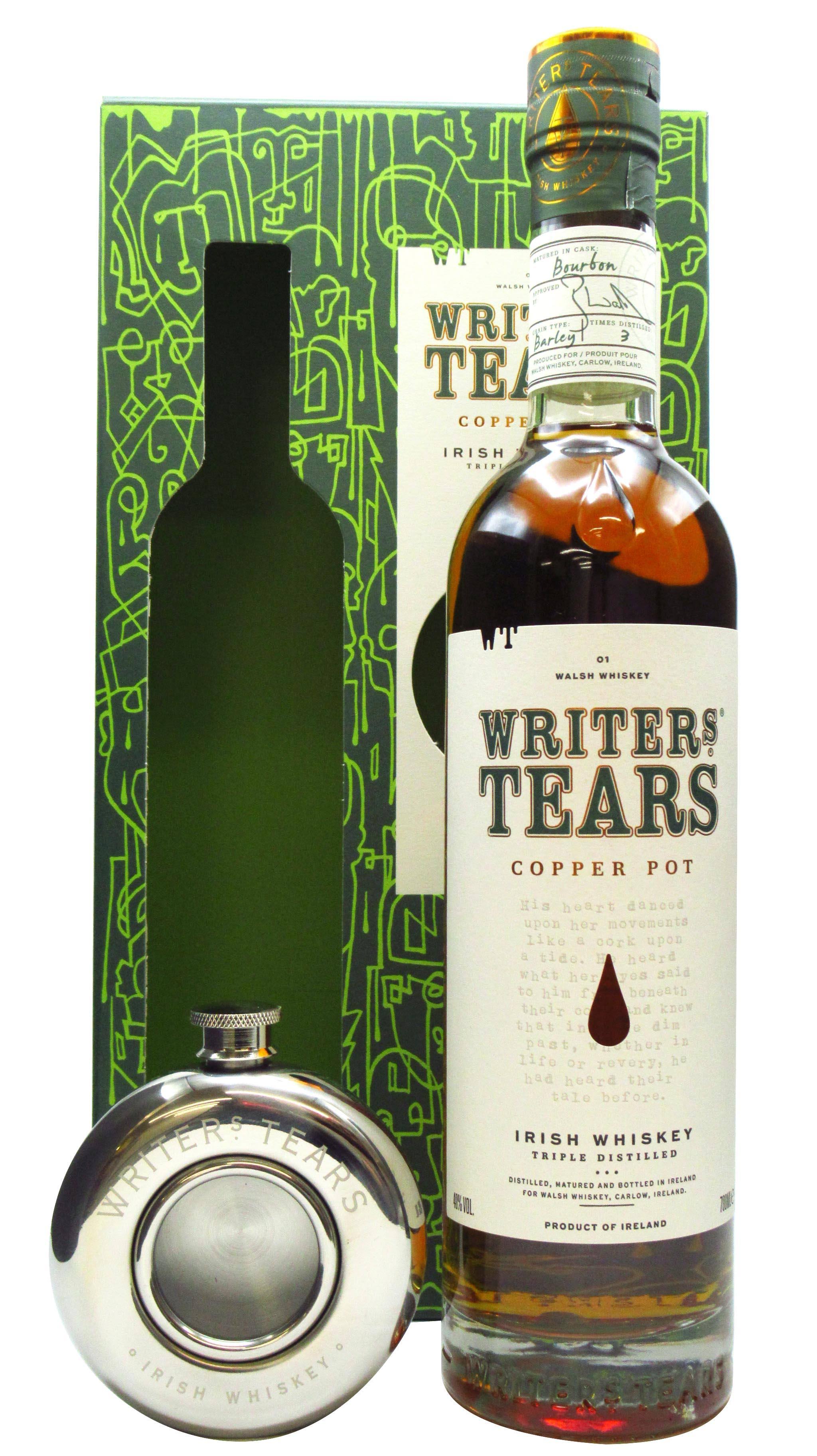 Writers Tears Copper Pot & 2 Glasses Gift Pack Blended Irish Whiskey
