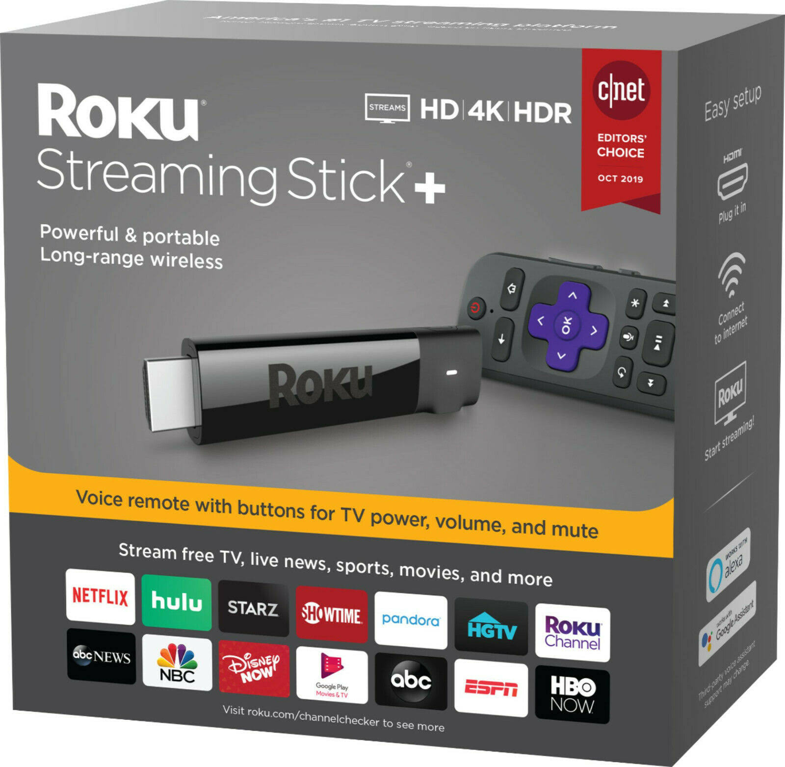 Roku 4K Ultra Hdr Media Streaming Stick - with Voice Remote