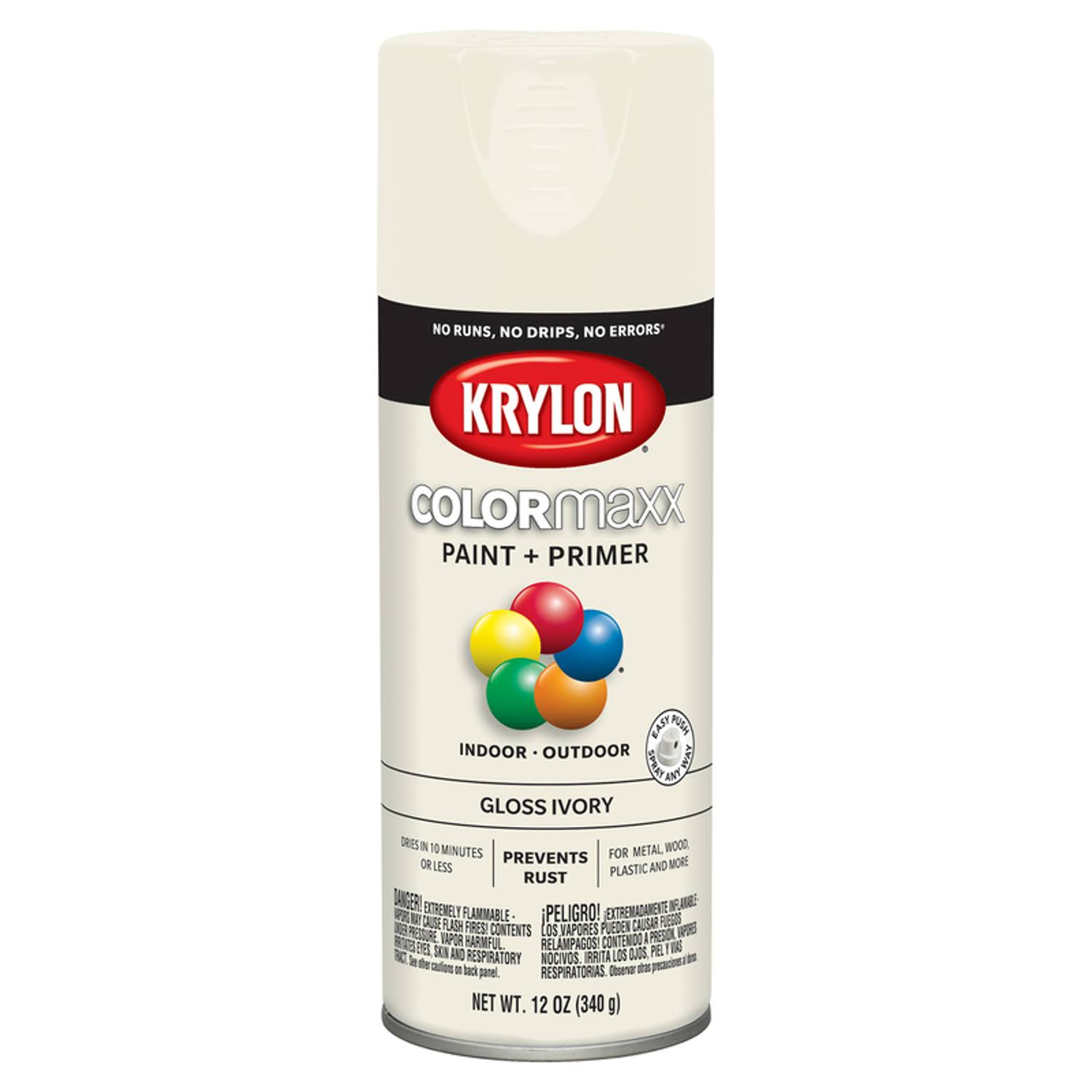 Krylon Colormaster Spray Paint - Gloss, Ivory, 12oz