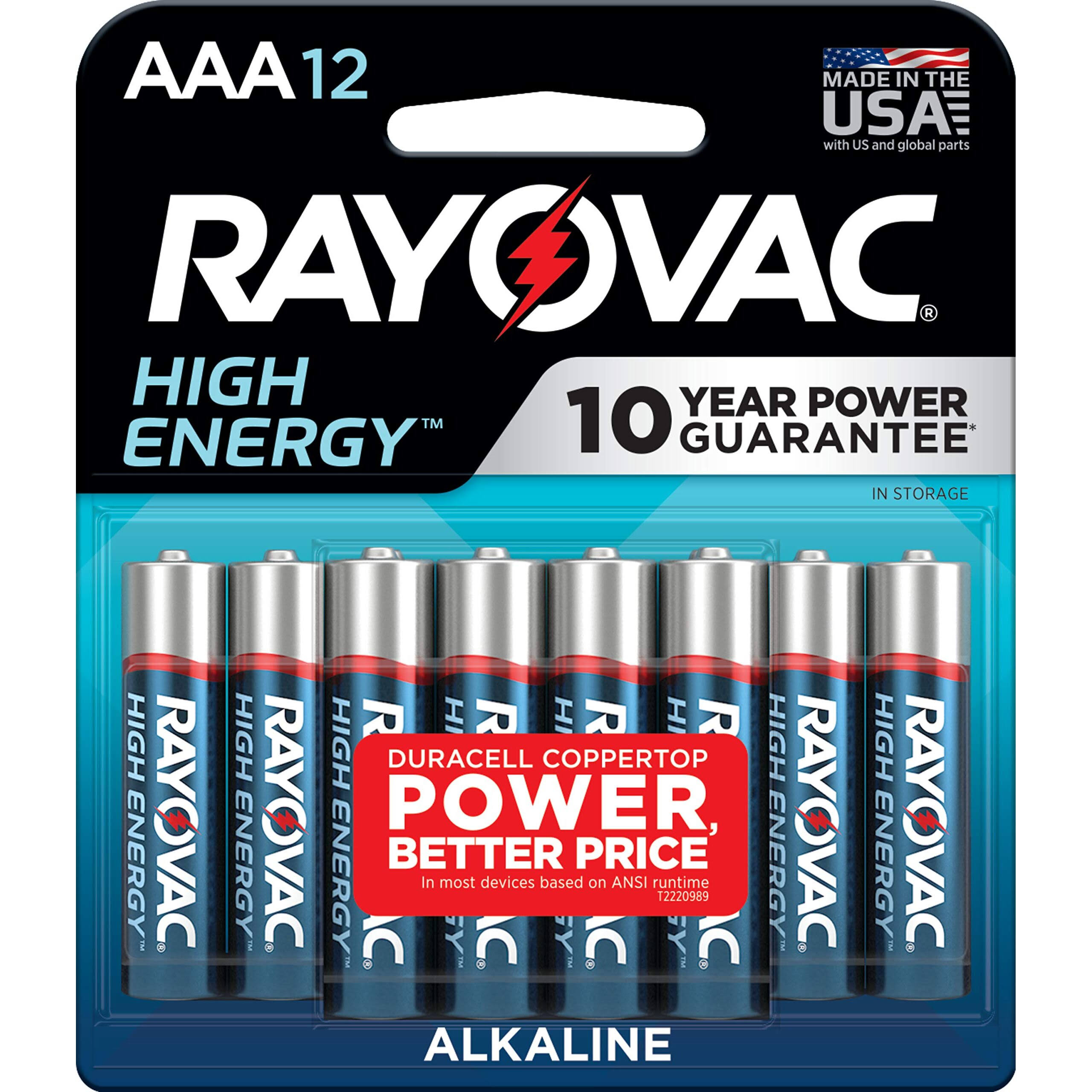 Rayovac Alkaline Batteries - AAA, 12pk