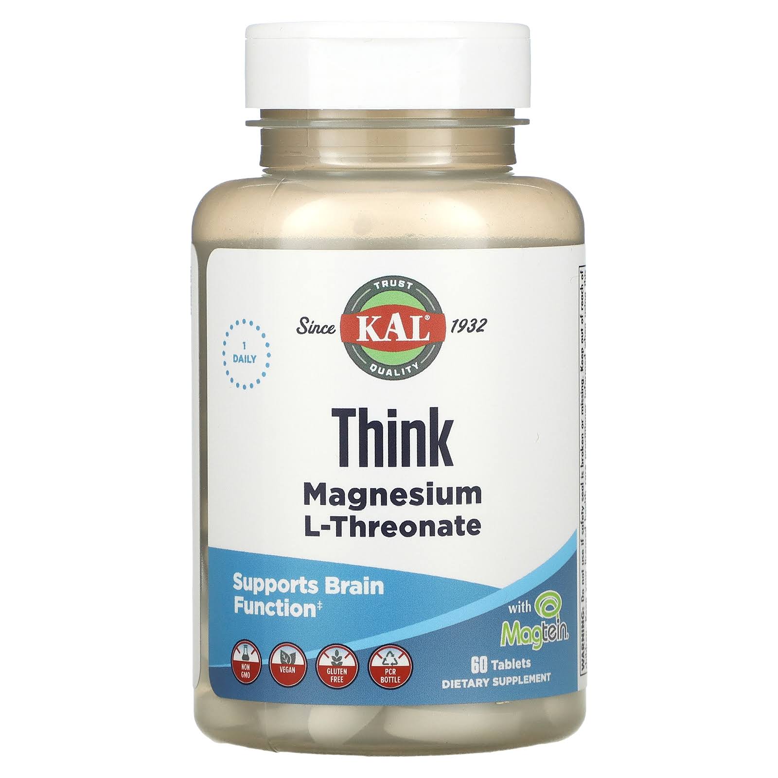 KAL, Think Magnesium L-Threonate, 2000 mg, 60 Tablets