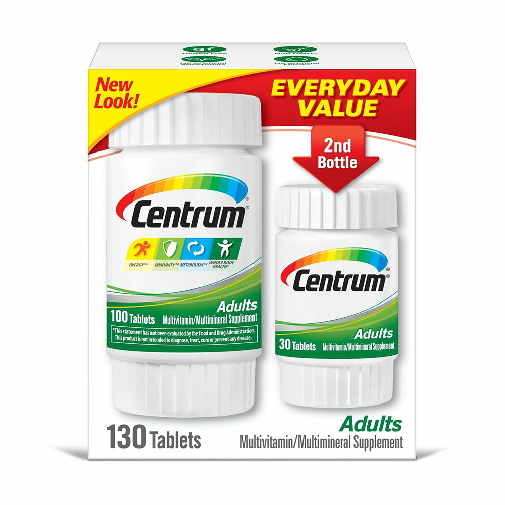Centrum Multivitamin/Multimineral, Adults, Tablets, Everyday Value - 130 tablets