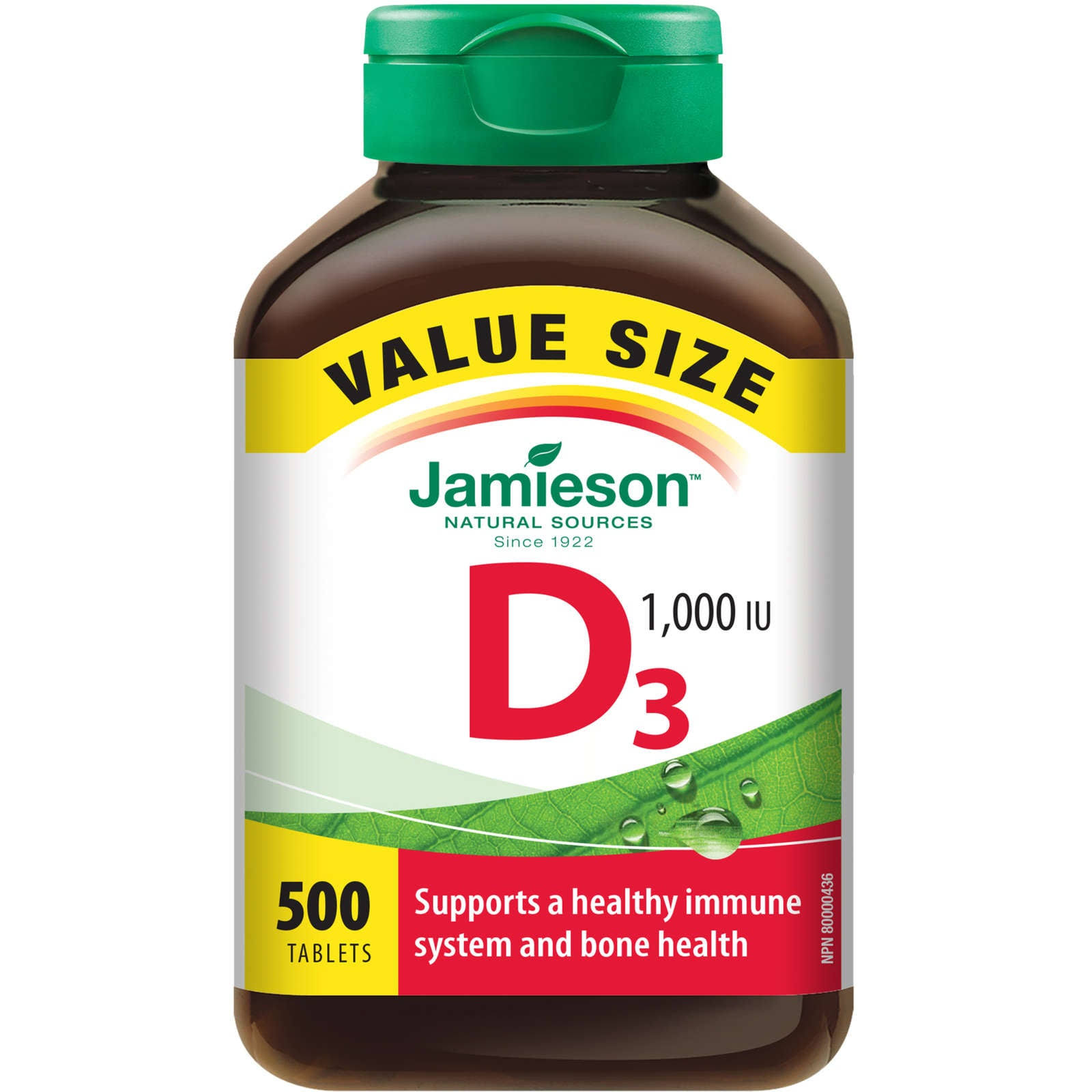 Jamieson Vitamin D 1000IU Value Pack, 500 Tabs