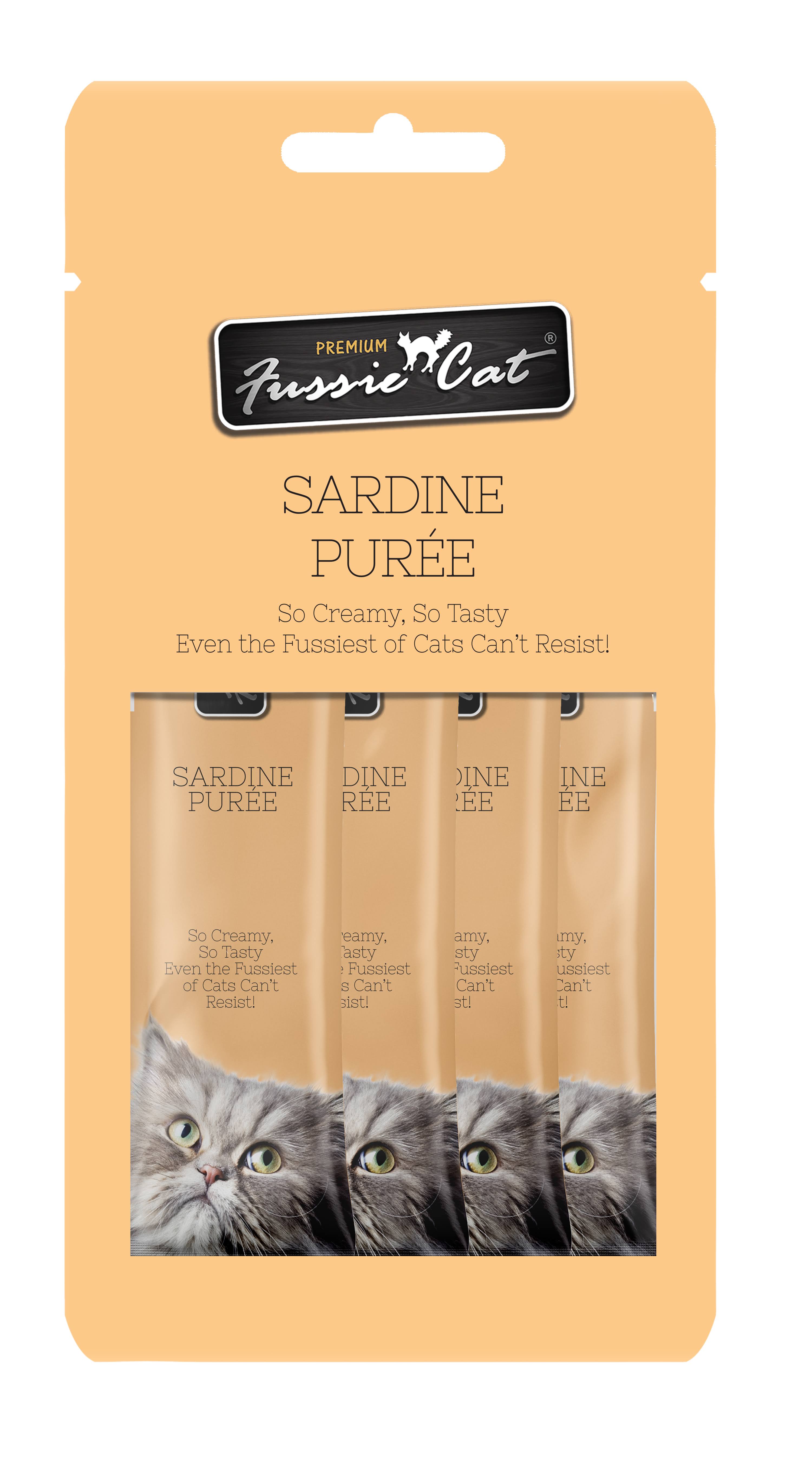 Fussie Cat Puree Sardine Cat Treats, 4-Count