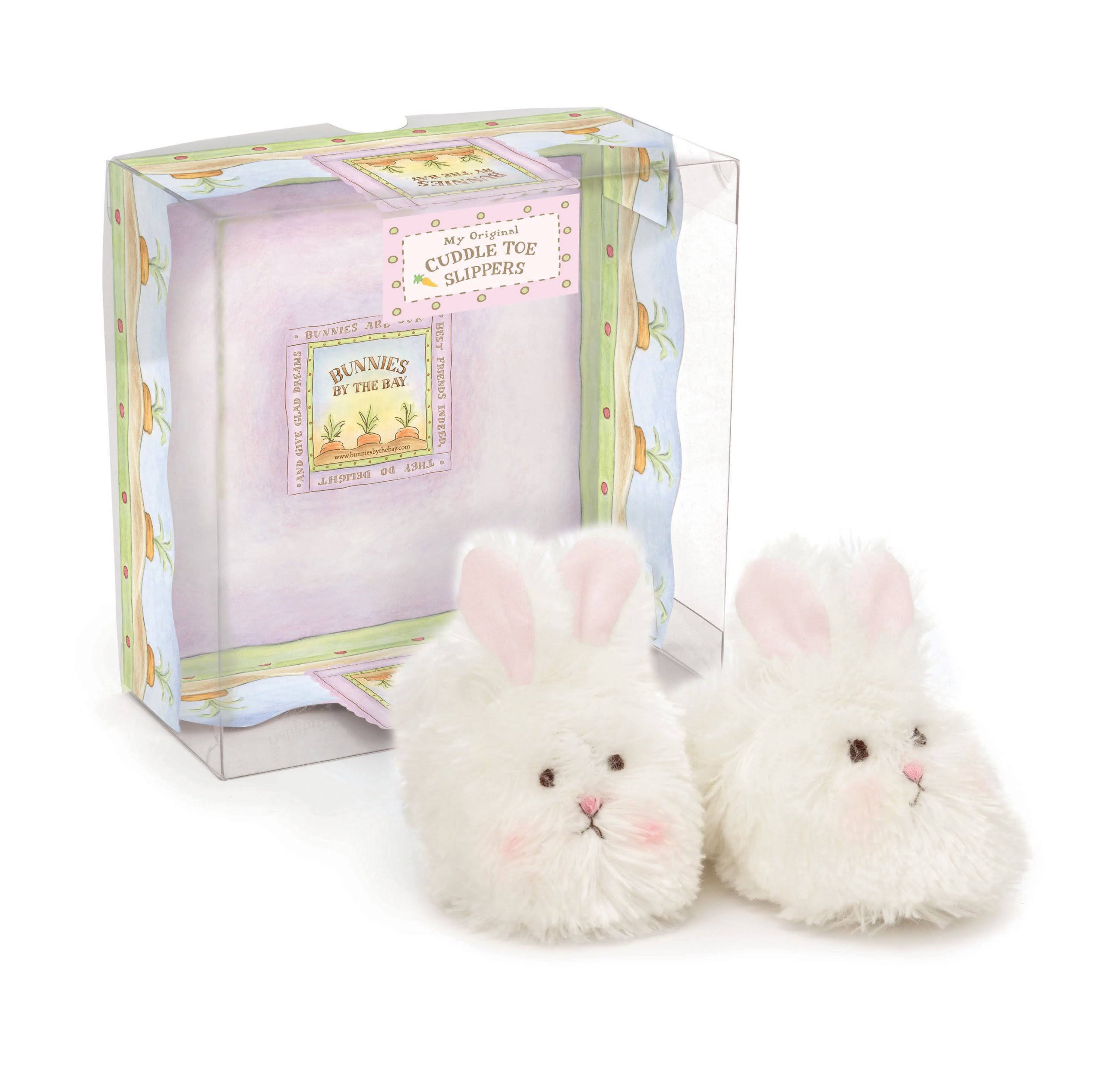 Bunnies by the Bay Bunny Cuddle Toe Slippers - White, 6 to 12 Months