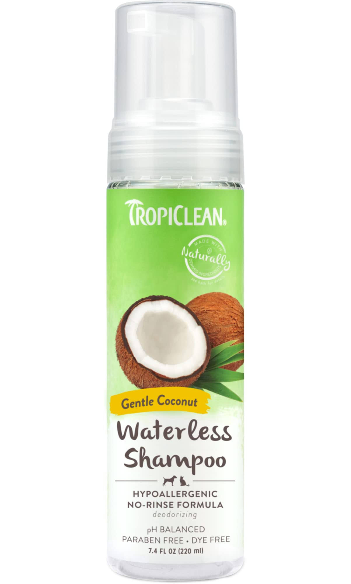 TropiClean Waterless Hypo Allergenic Shampoo for Pets - 7.4oz