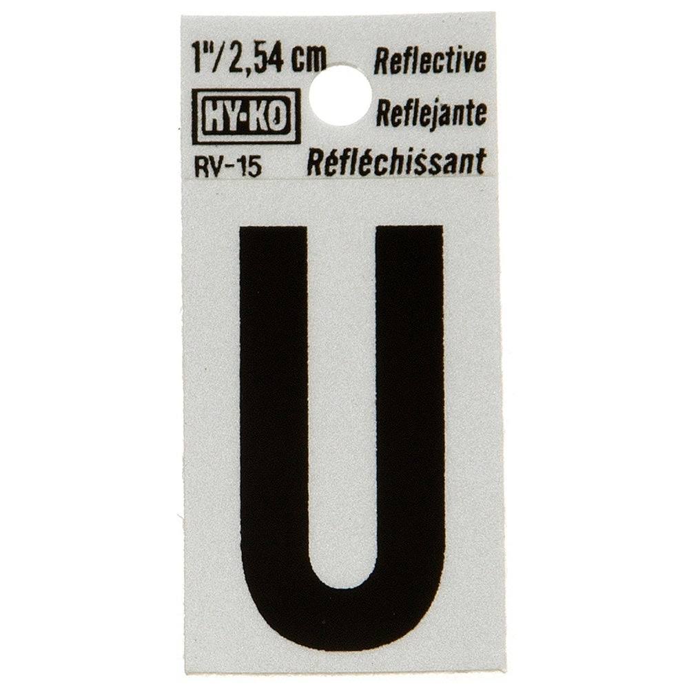 Hy-Ko 1.25' Black Reflective Letter U Sign