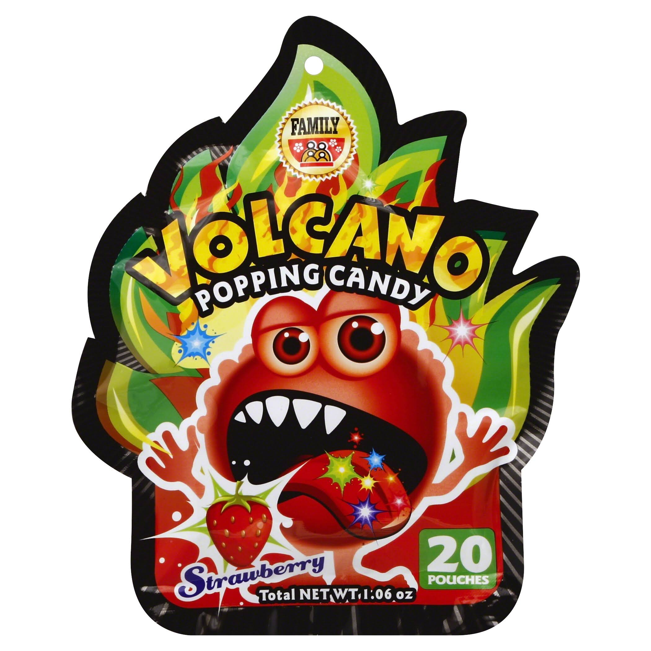 Family Volcano Popping Candy - Strawberry, 20ct