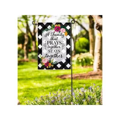 Evergreen 'Family That Prays Together' Floral Suede Outdoor Flag Garden
