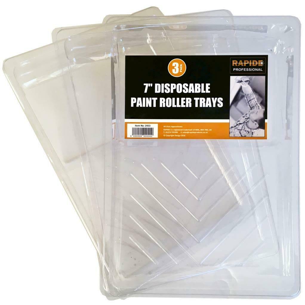 Rapide Disposable 7" Paint Roller Trays Pack of 3"