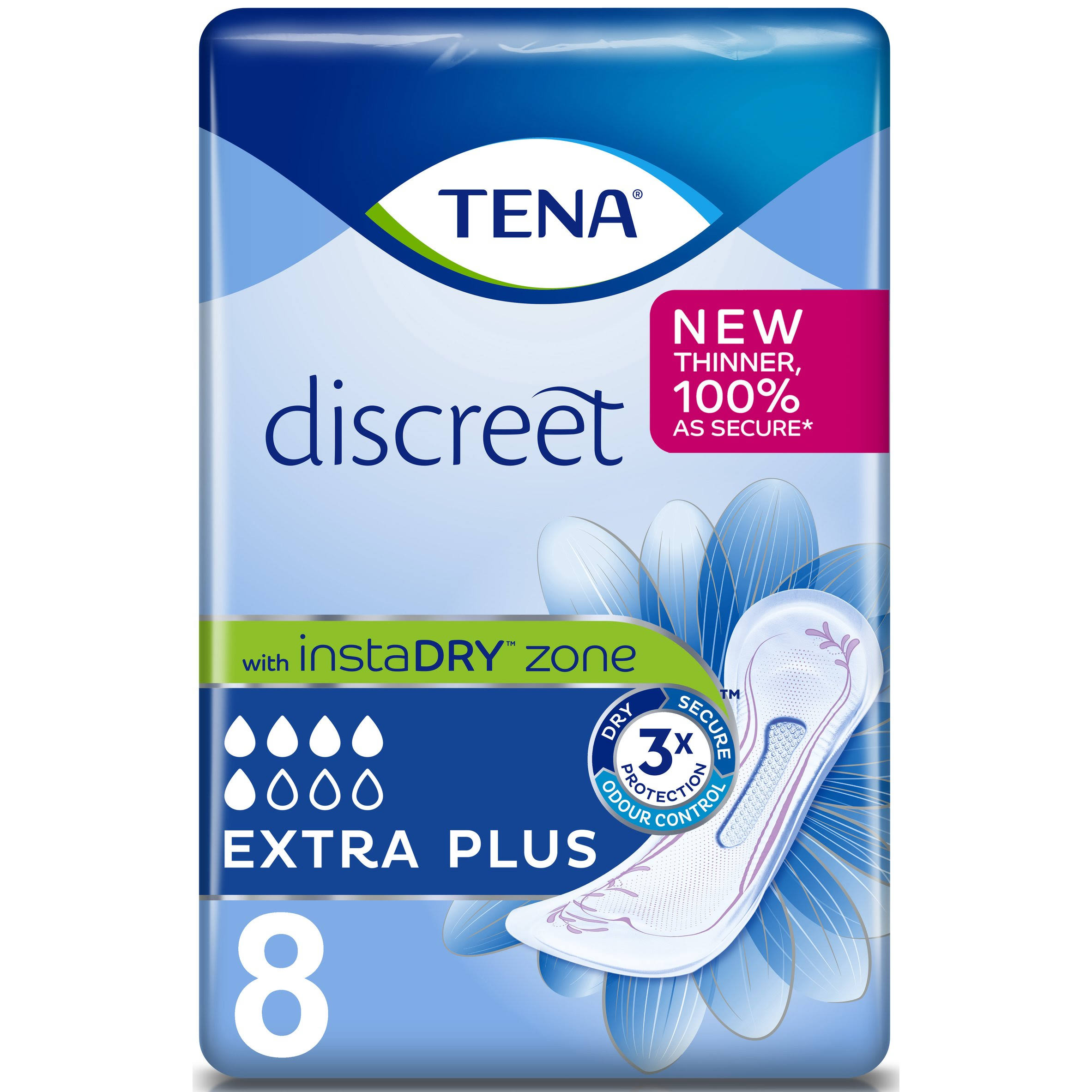 TENA Lady Discreet Extra Plus Incontinence Pads 8 Pack