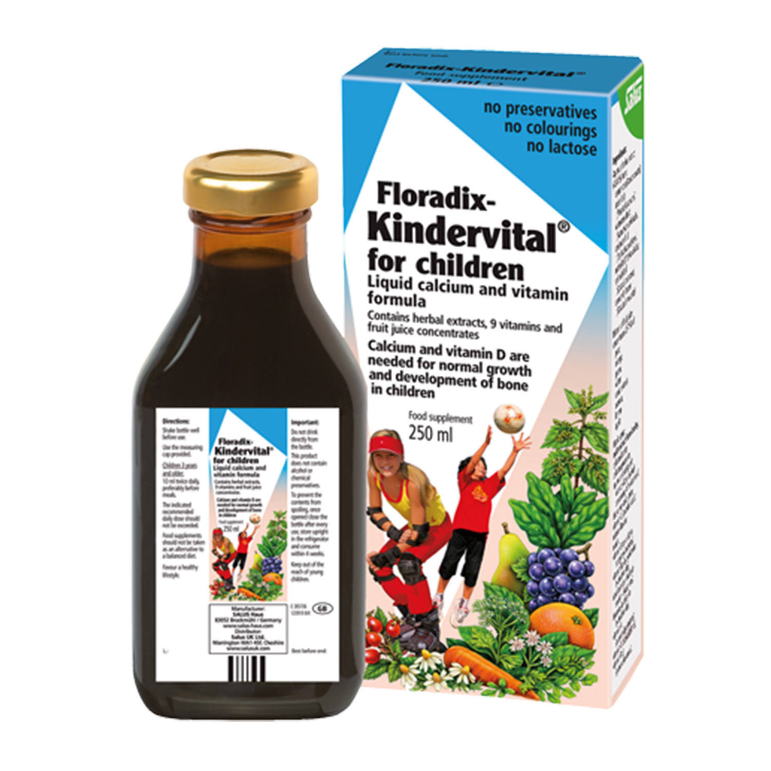 Floradix Kindervital Children's Liquid Calcium and Vitamin Formula - 250ml