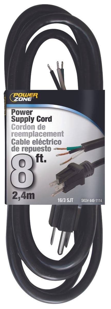 Power Zone Power Supply Cord - Black, 8ft
