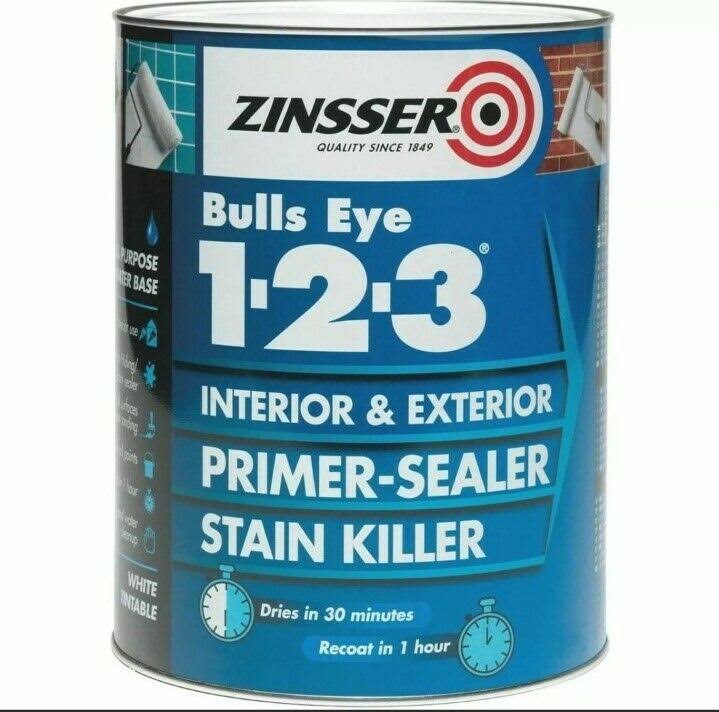 Rust-Oleum 2004 Zinsser Bulls Eye 1-2-3 Water-Based Interior/Exterior Primer Sealer - White, 1qt