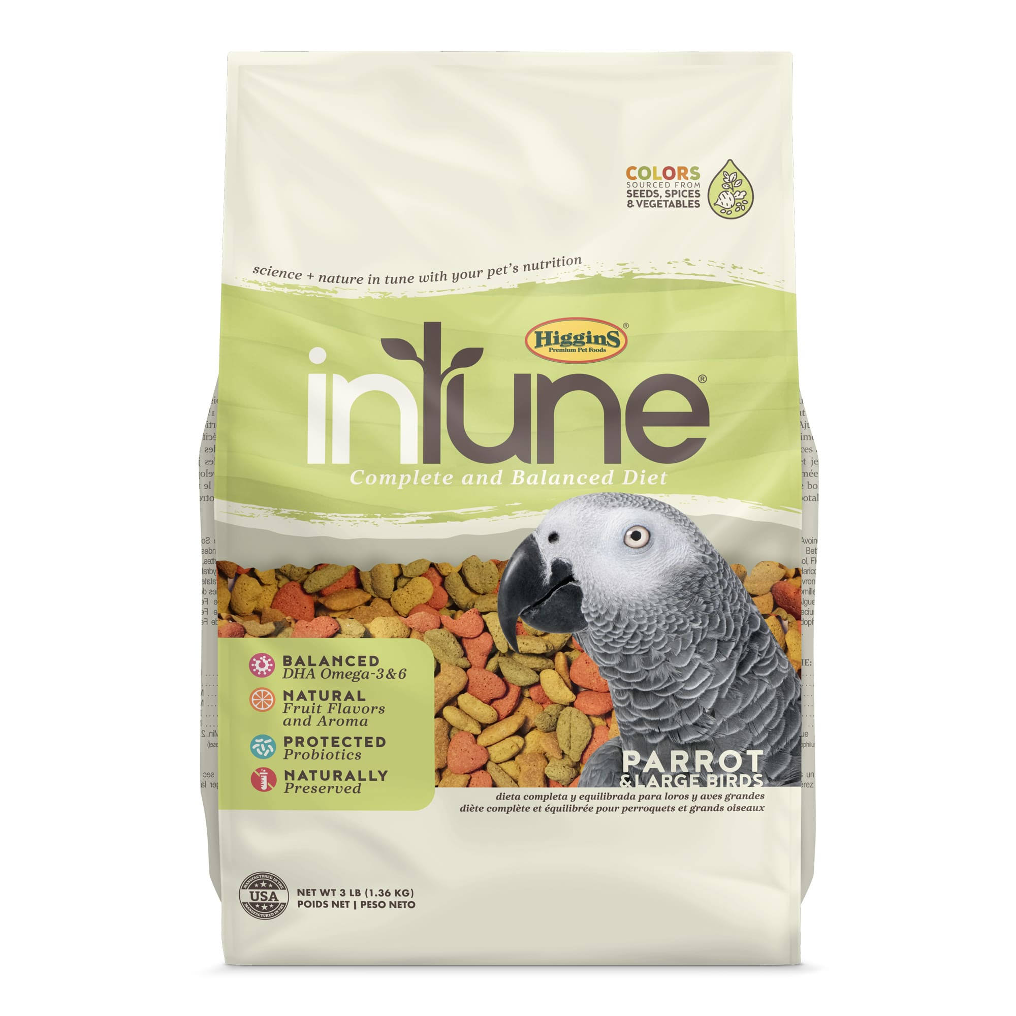 Higgins Intune Natural Parrot Pellet Food