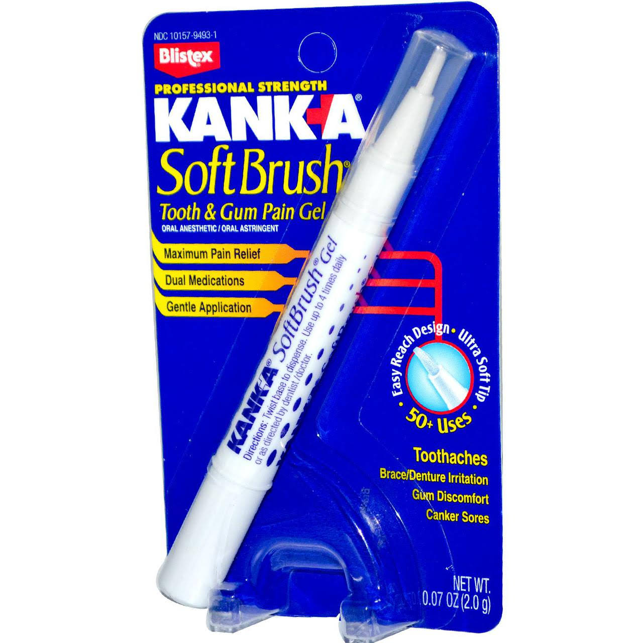 Blistex Kanka Soft Brush Tooth and Mouth Pain Gel - Professional Strength , 2g, Pack of 3