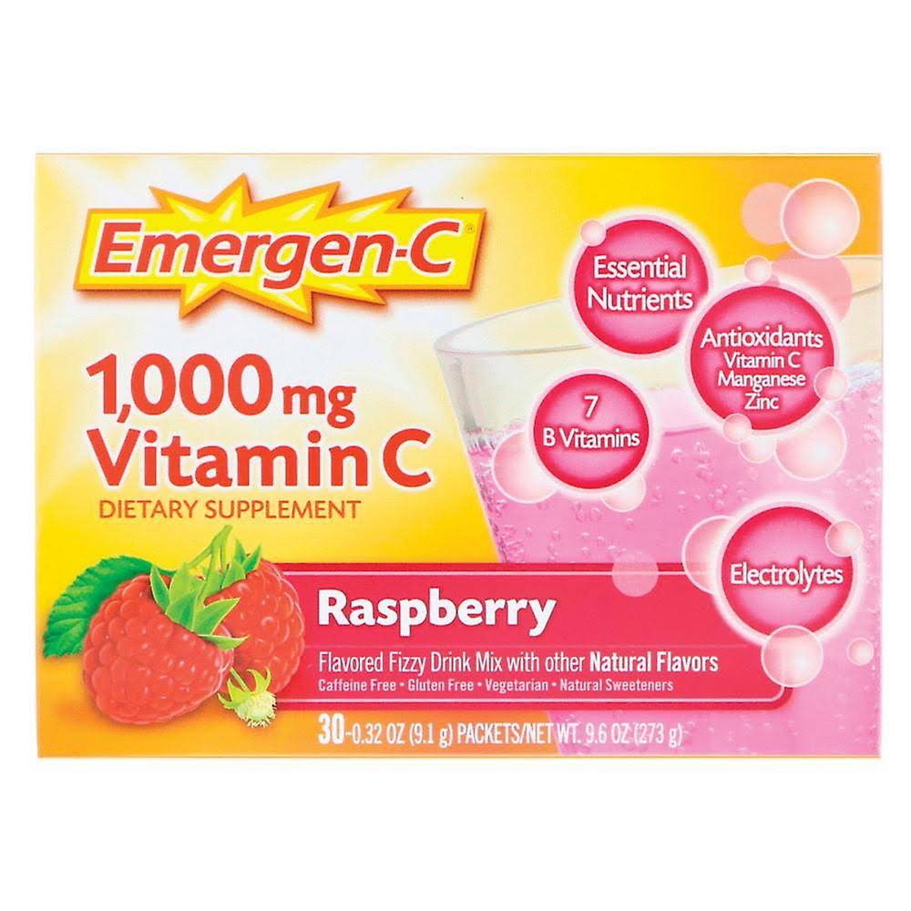 Emergen-C Flavored Fizzy Drink Mix Vitamin C - Raspberry, 30pk, 1000mg