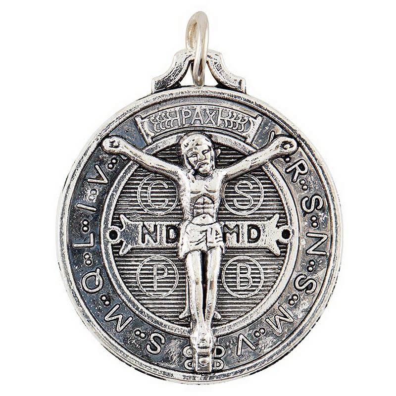 Berkander BK-12328 Silver Saint Benedict Crucifix Medals - Silver
