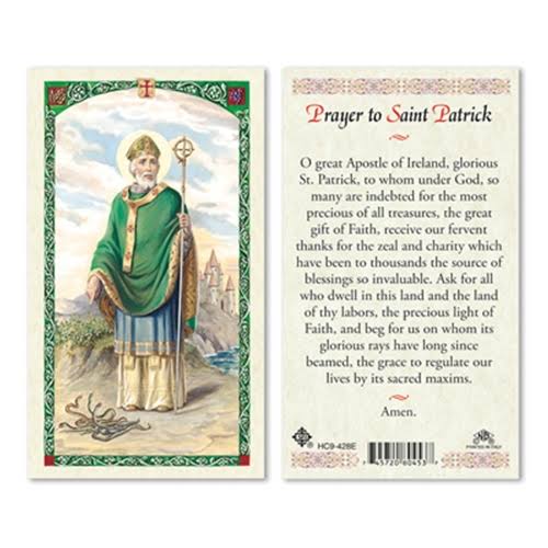 Saint Patrick Laminated Prayer Card-Single from San Francis Imports | Discount Catholic Products