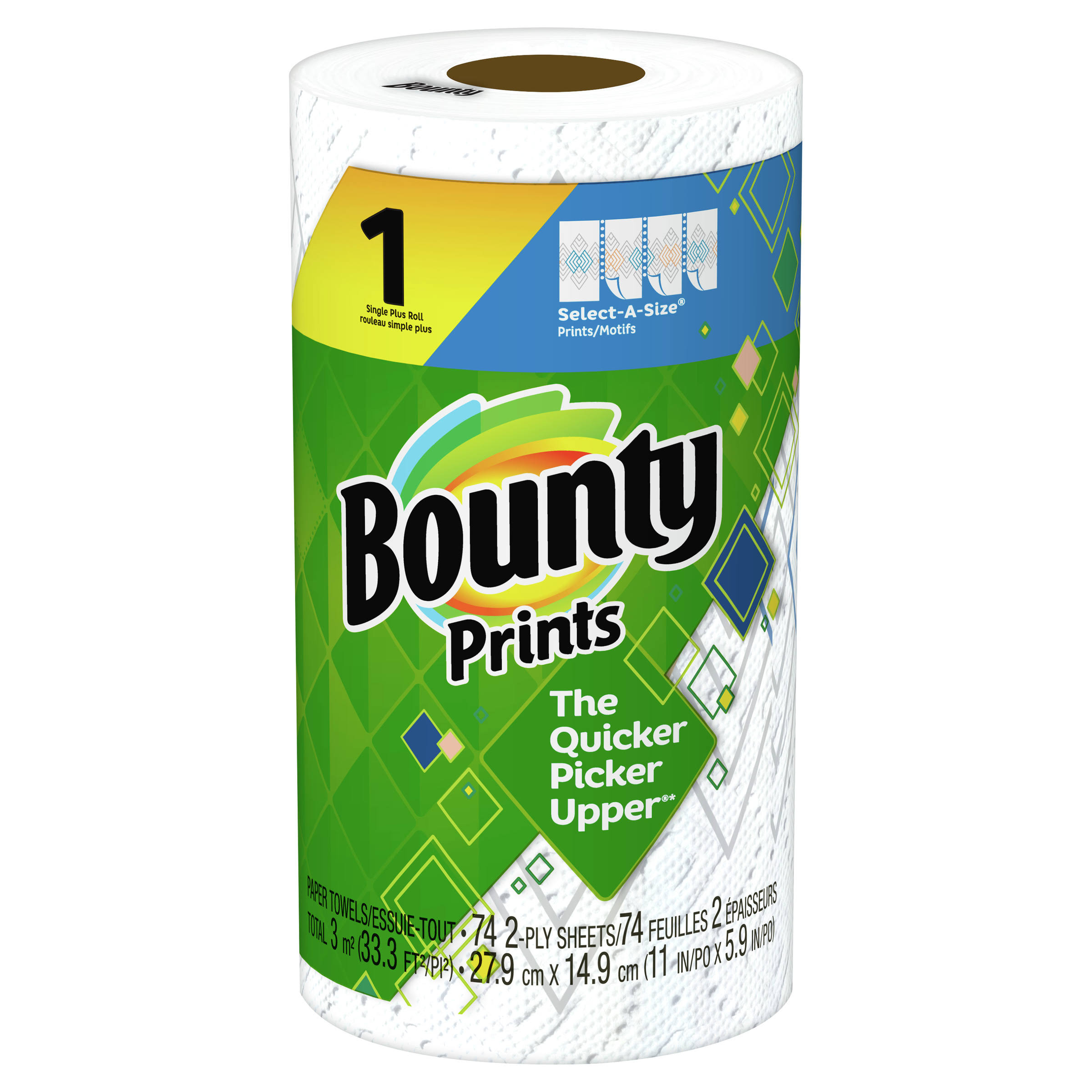 Bounty Select-A-Size Paper Towels, Print, 1 Single Plus Roll - 1 ct