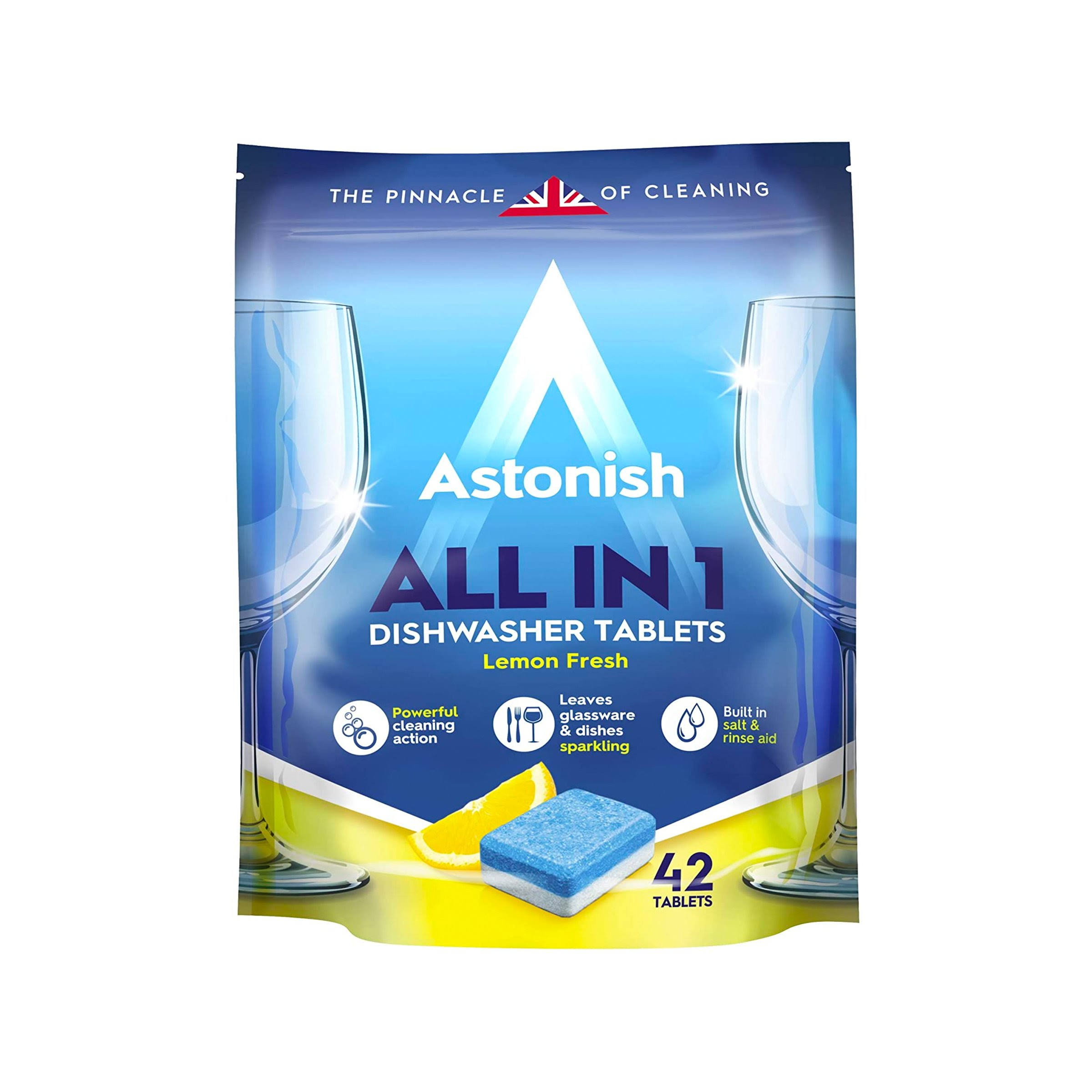 Astonish All in 1 Dishwasher Tablets - Lemon Fresh, 42 x 20g