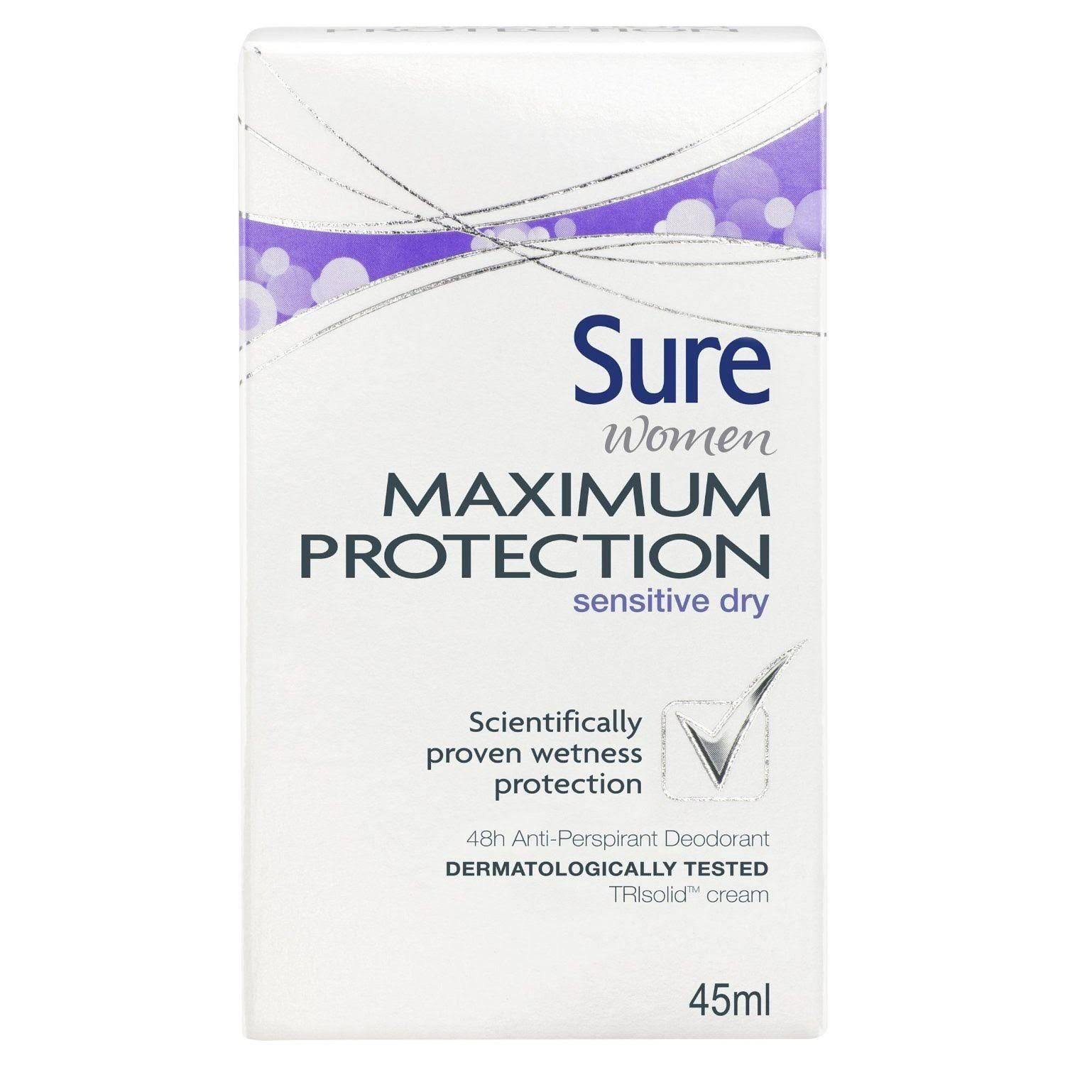 Sure Maximum Protection Sensitive Dry Anti Perspirant Cream Stick - 45ml