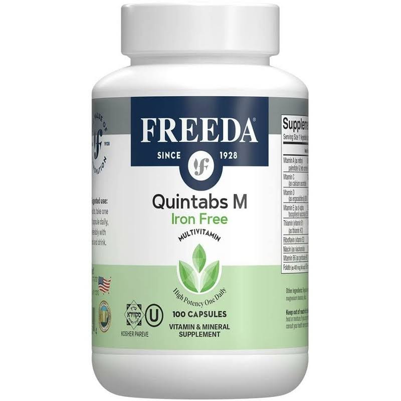 Freeda Kosher Quintabs M Iron Multivitamin and Mineral Supplement - 100 Tablets