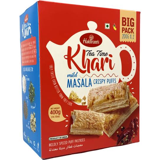 Haldirams Khari Crispy Puff Pastries - Masala, 400g