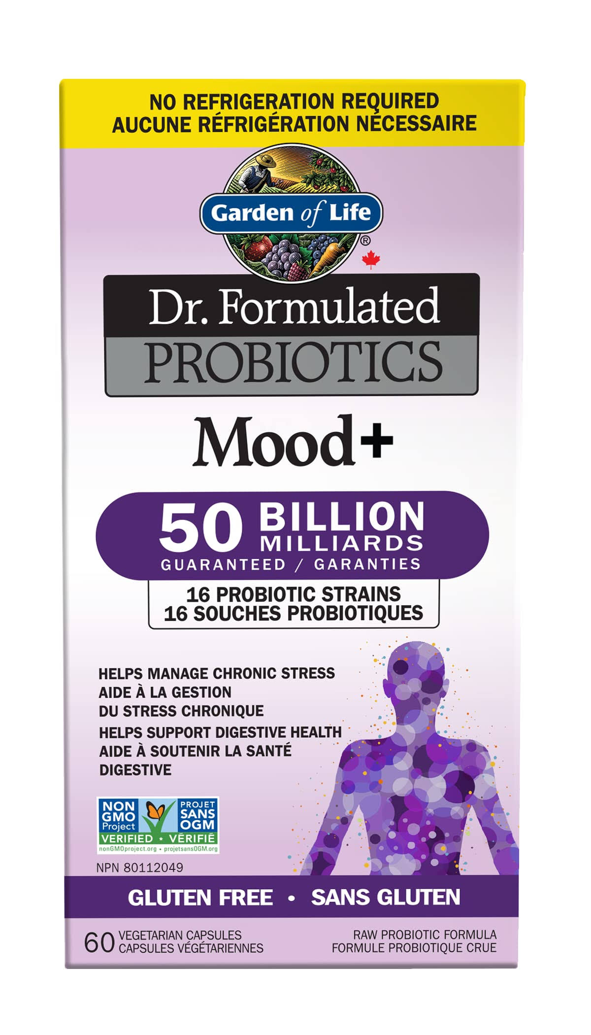 Garden of Life Dr. Formulated Mood+ 50-Billion Probiotics 60 Vegetarian Capsules