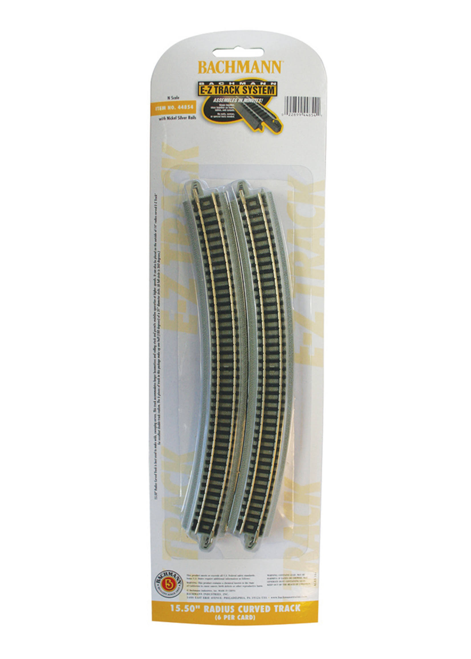 Bachmann Industries Snap Fit EZ Curved N Scale Toy Train Track - 15.5 Radius, 6pk