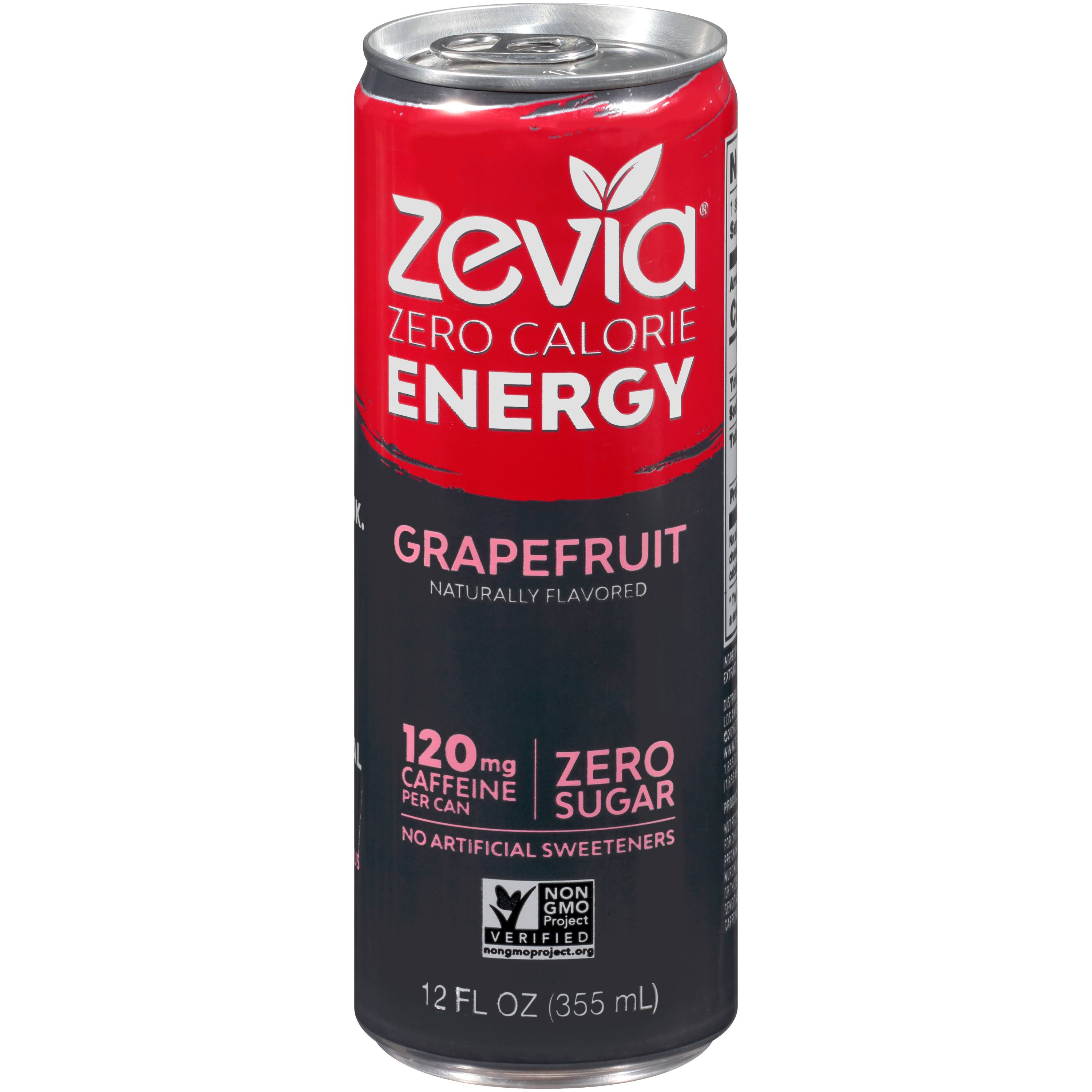 Zevia Zero Calorie Energy Drink, Grapefruit - 12 fl oz can