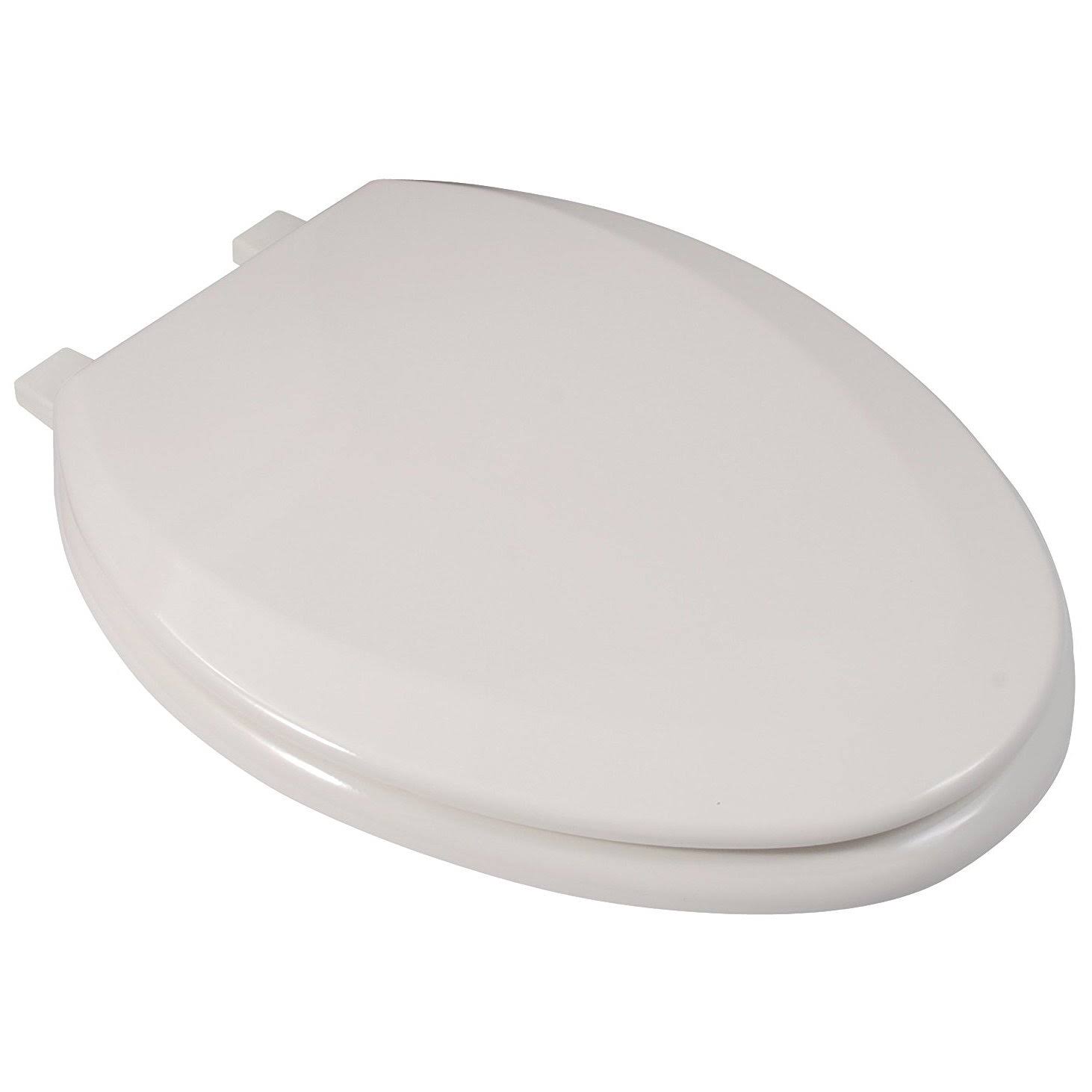 Ldr 050 2044BS Elongated Wood Toilet Seat with Plastic Hinge, Biscuit