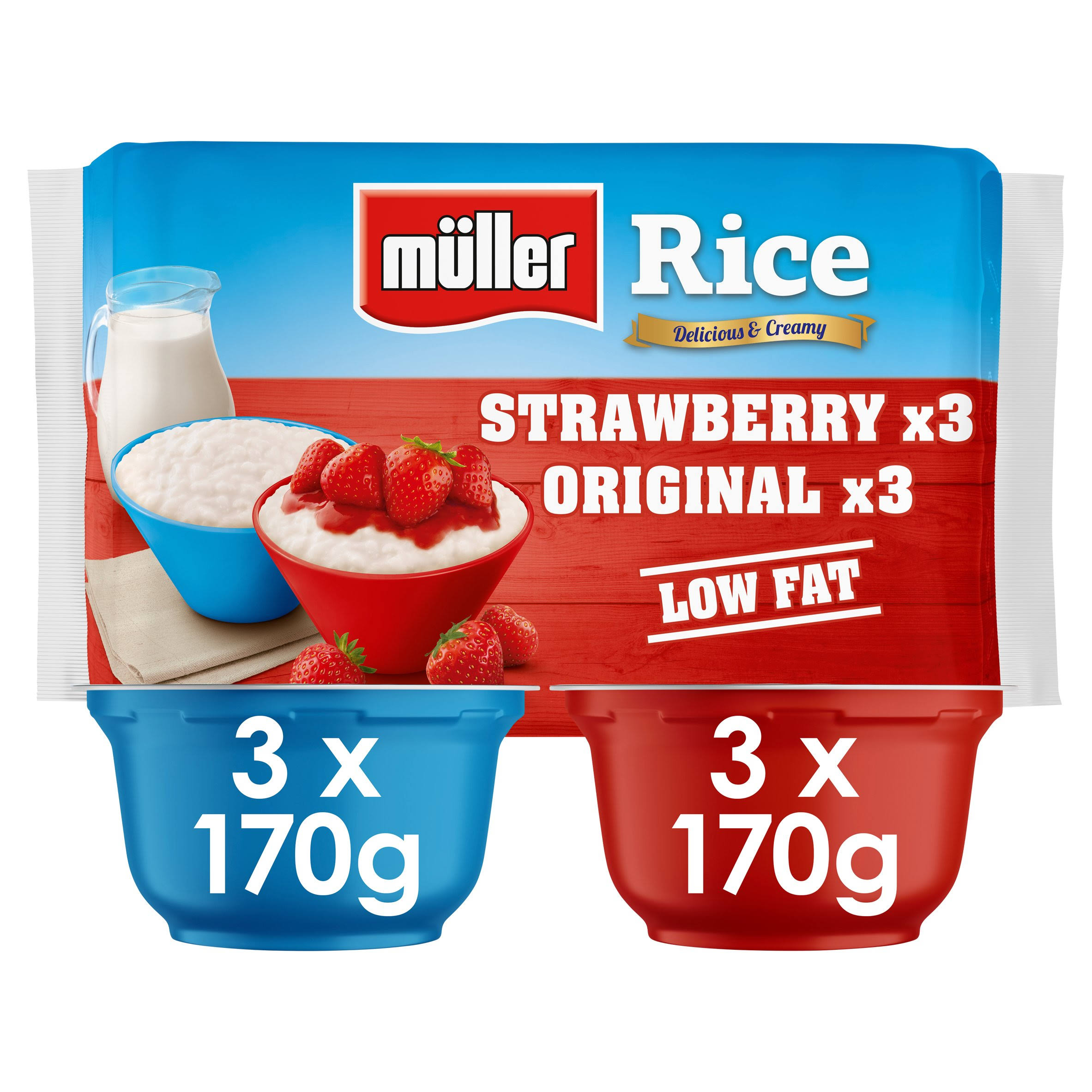 Muller Rice Strawberry & Original Low Fat Pudding