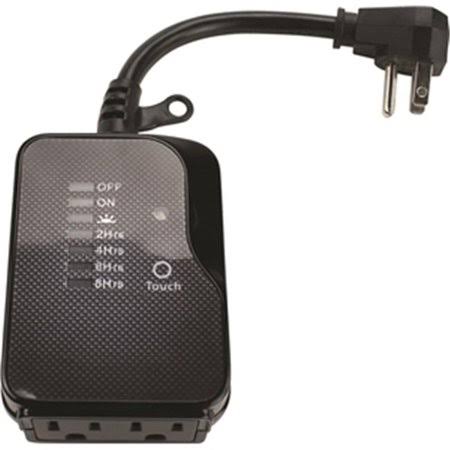 Power Zone Outdoor Timer - Black, 2 outlet, 6" cord